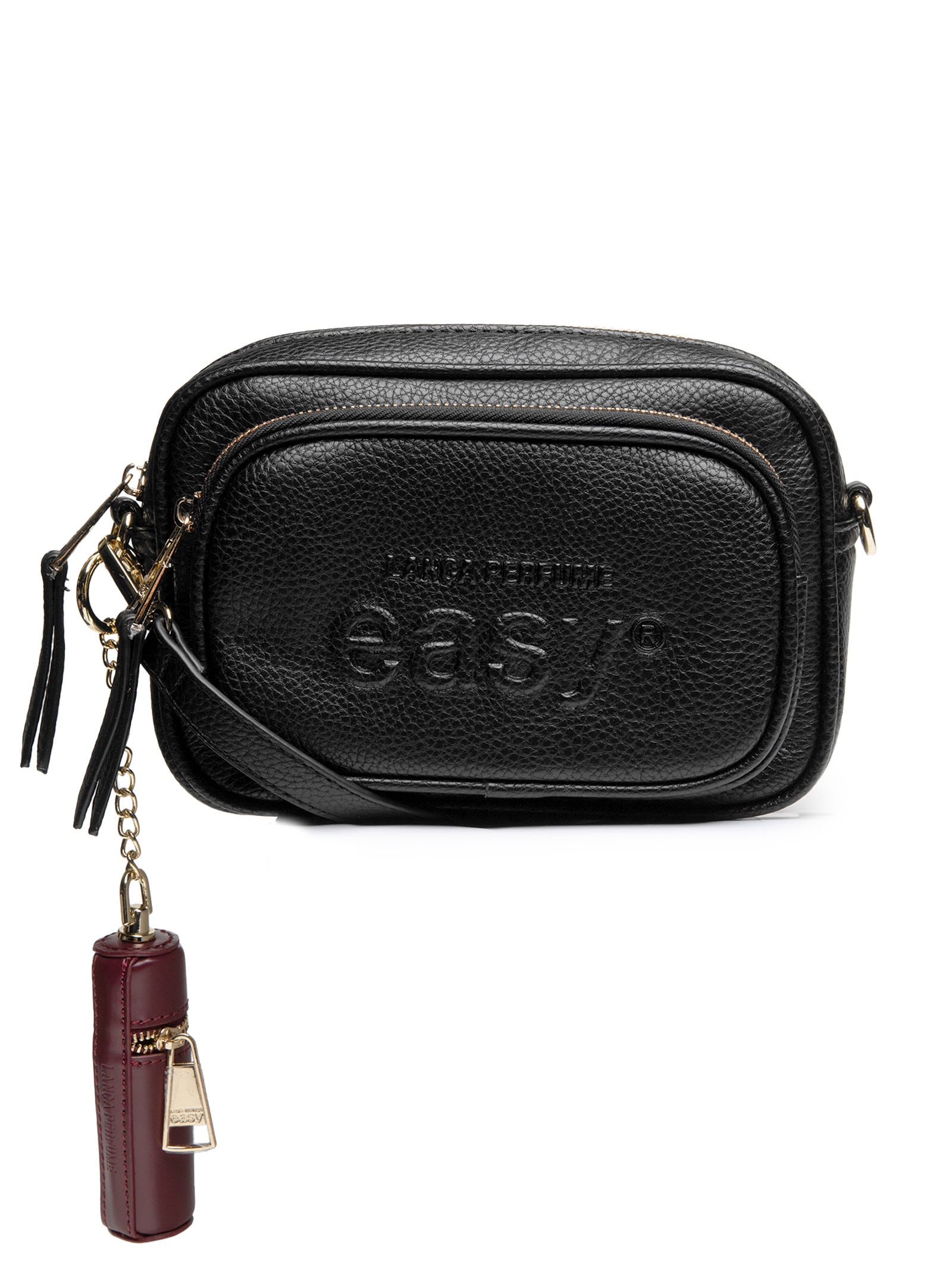 Bolsa Feminina Crossbody Porta Batom Easy Preto Lança Perfume