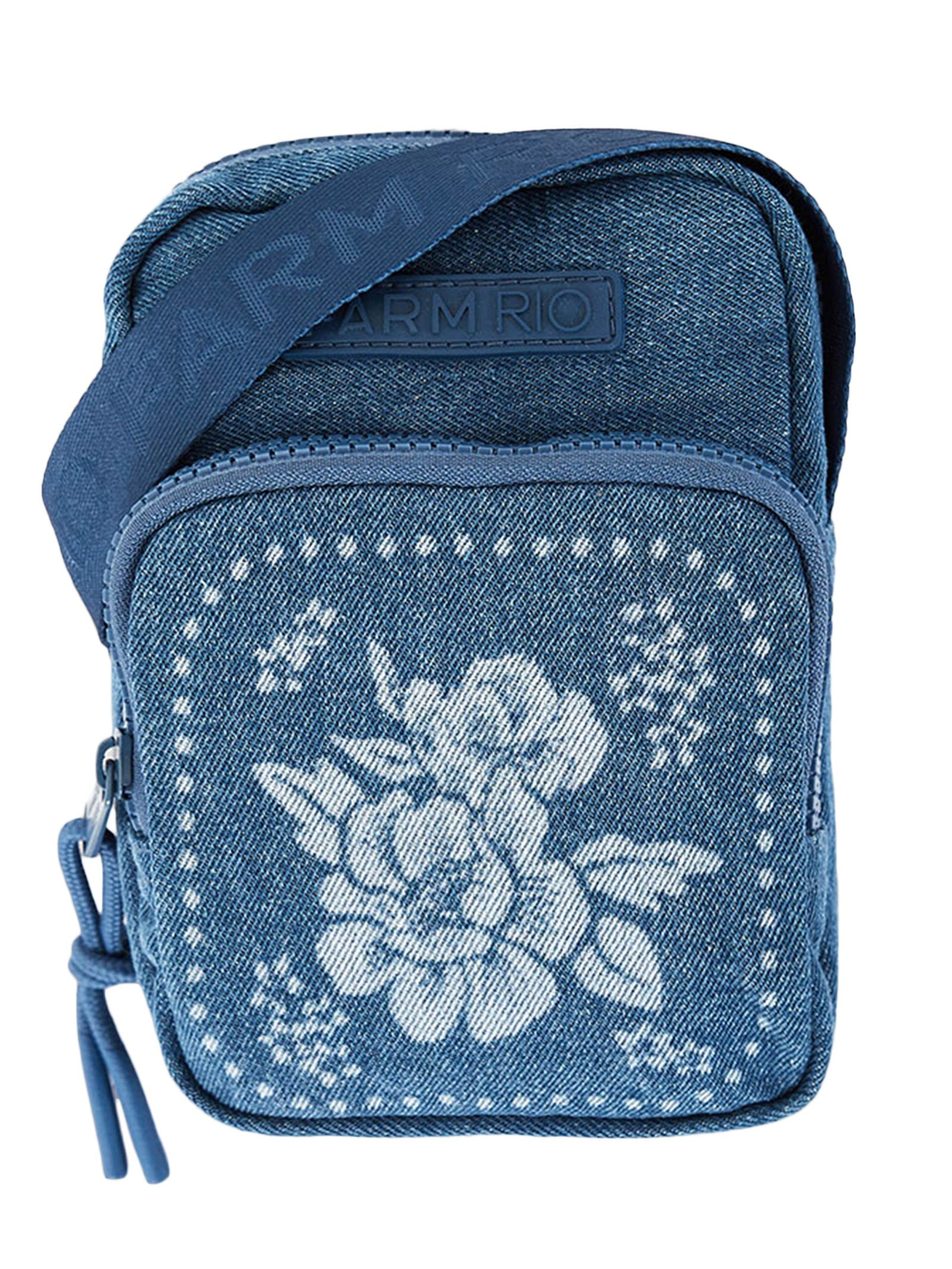 Bolsa Feminina Da Gema Jeans Lenço Tropical Azul Farm Etc