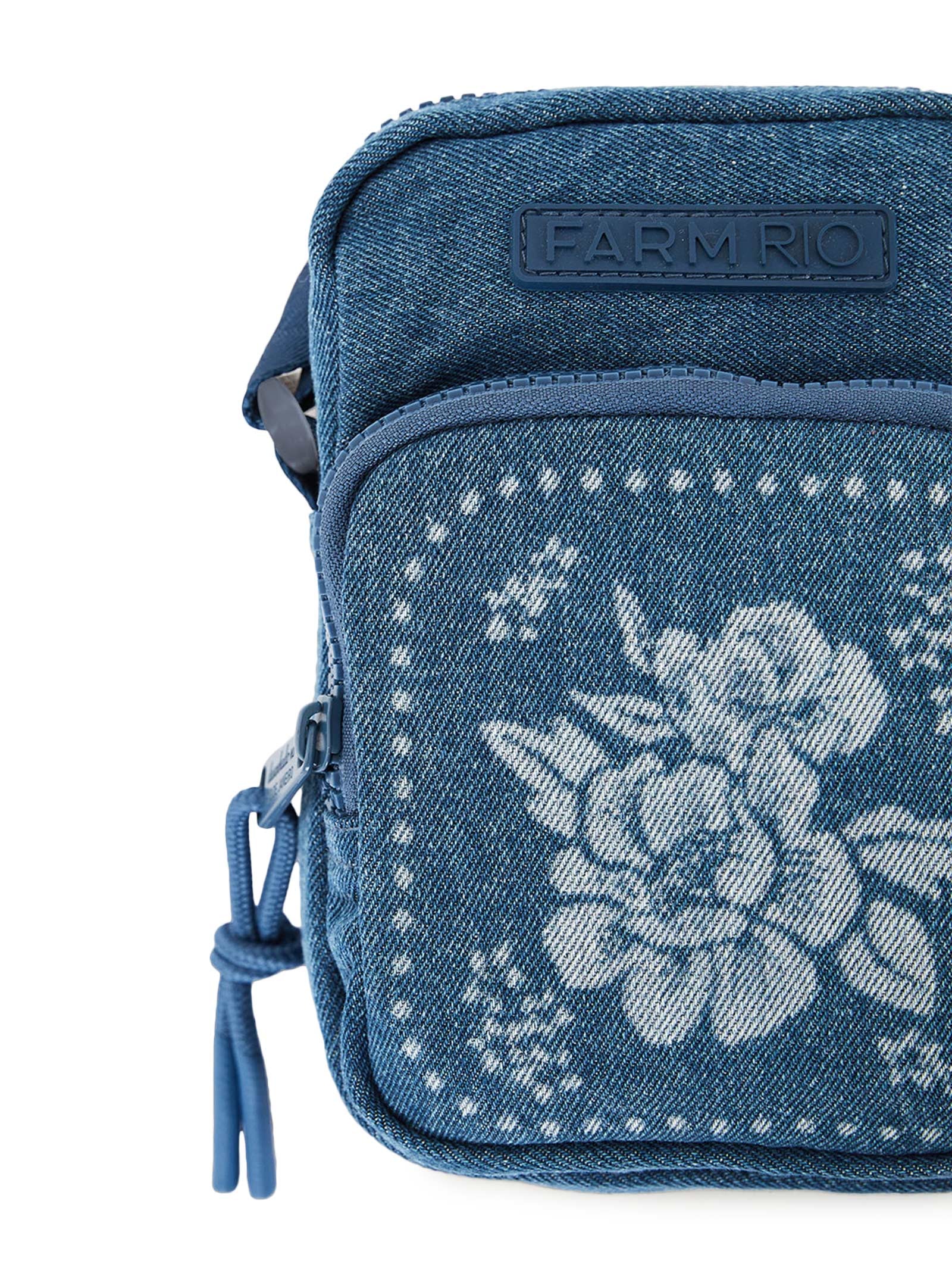Bolsa Feminina Da Gema Jeans Lenço Tropical Azul Farm Etc