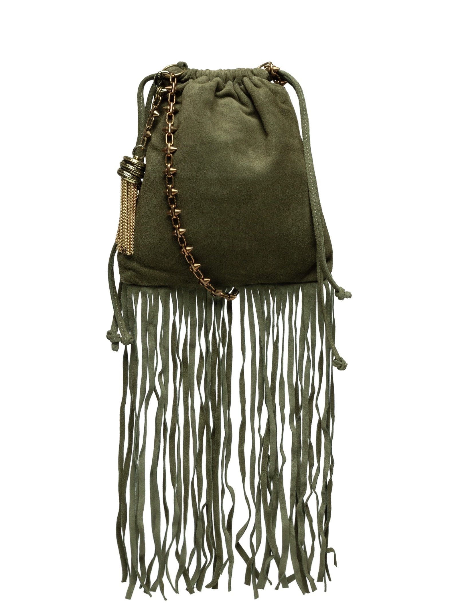 Bolsa Feminina De Camurça Spike Verde Animale