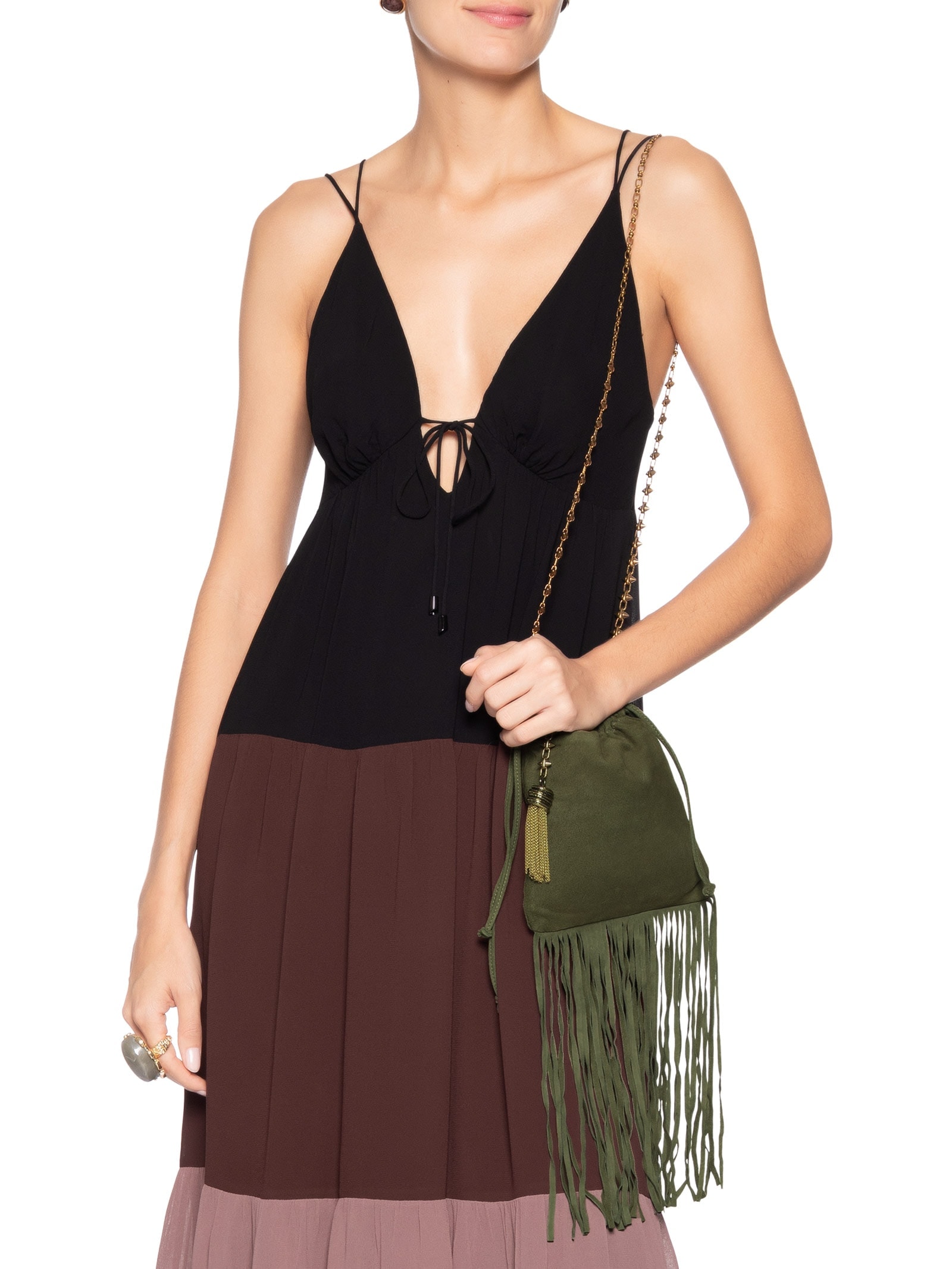 Bolsa Feminina De Camurça Spike Verde Animale