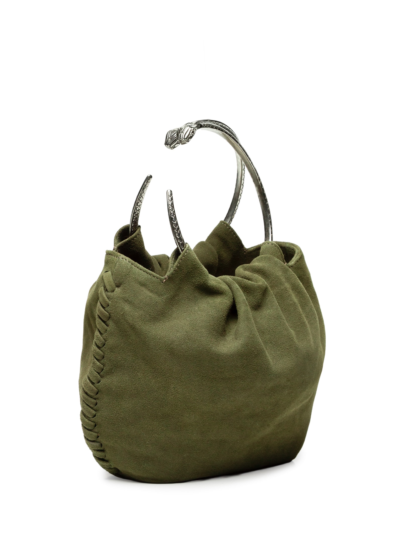 Bolsa Feminina De Chamois Mini Metal Snake Verde Animale