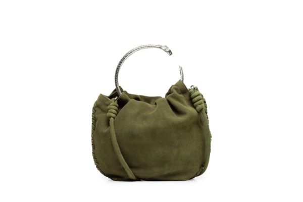 Bolsa Feminina De Chamois Mini Metal Snake - Verde