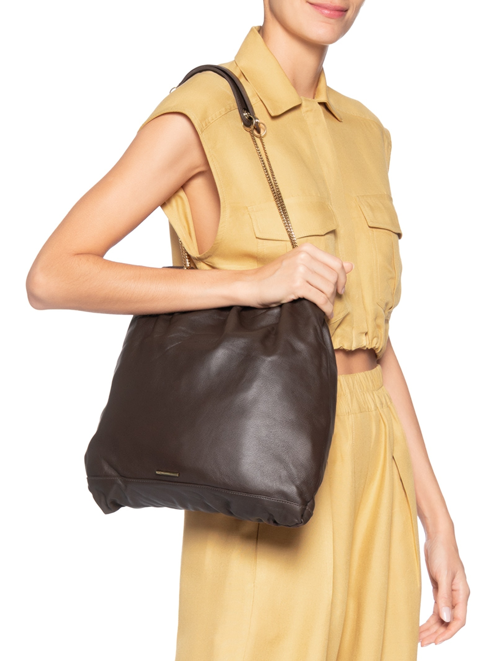 Bolsa Feminina De Couro Sac Vintage Marrom Animale