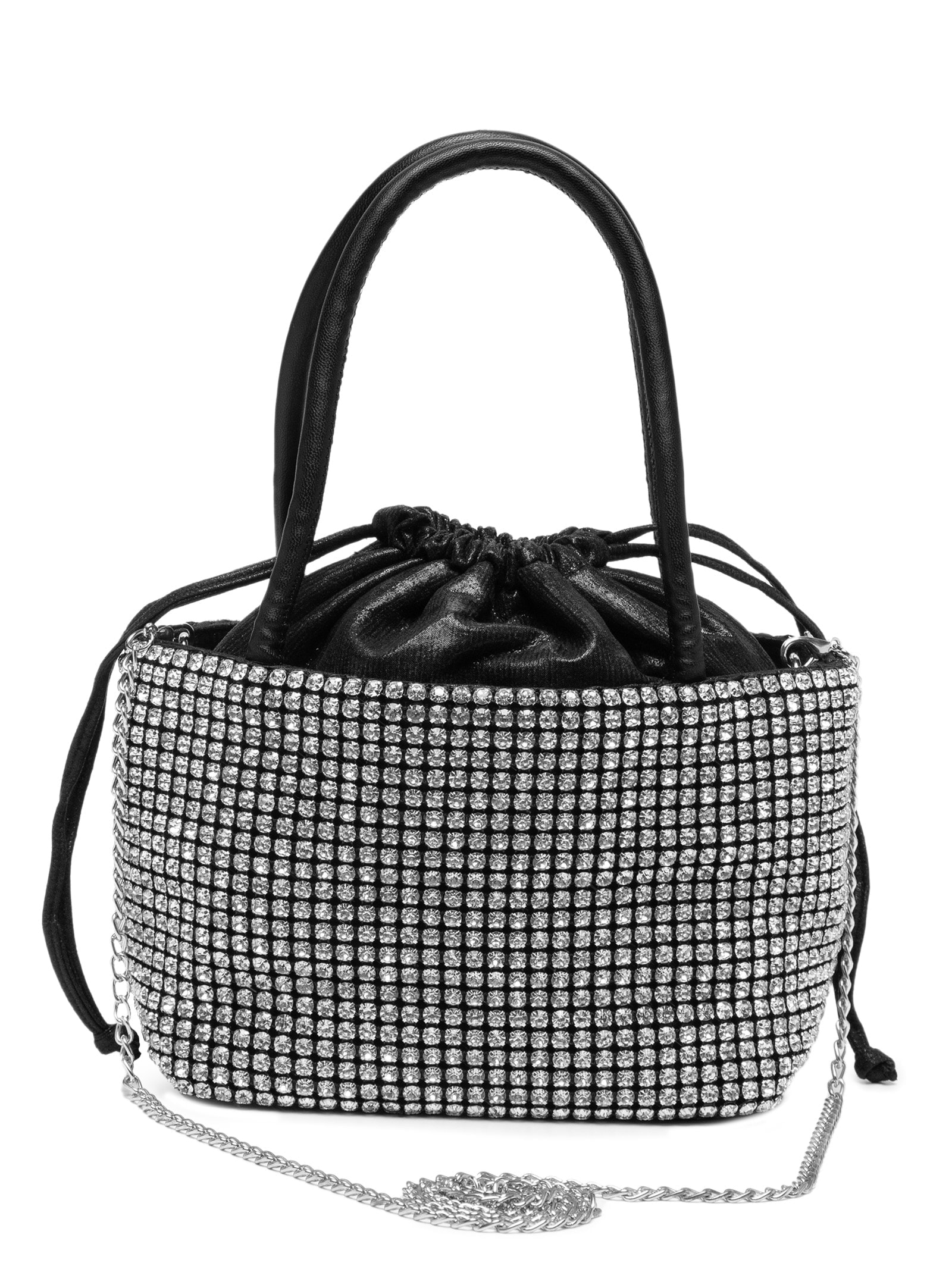 Bolsa Feminina De Mão Com Strass Preto Market 33