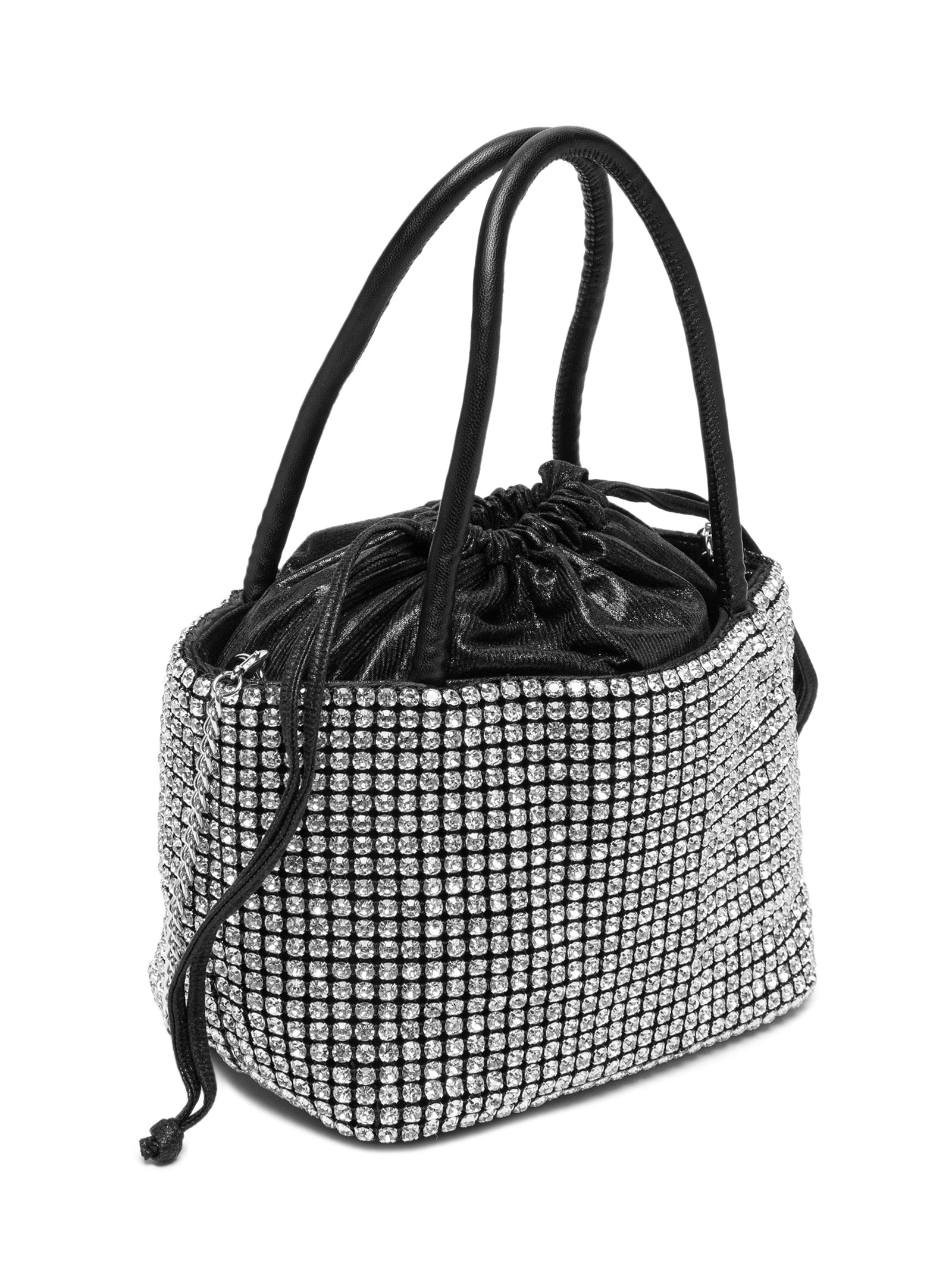 Bolsa Feminina De Mão Com Strass Preto Market 33