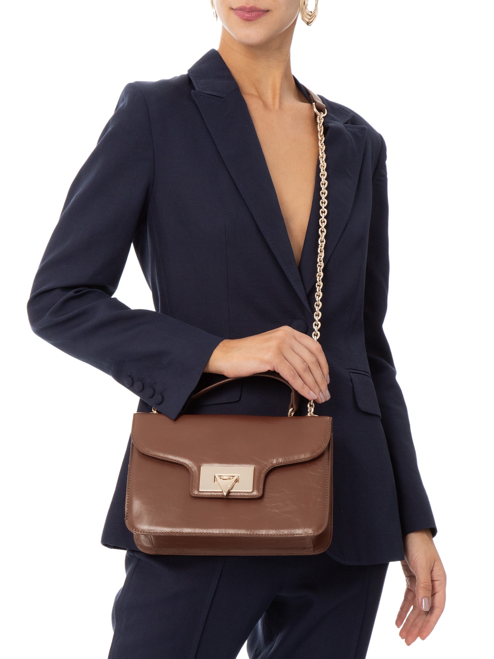 Bolsa Feminina de Ombro Trento Walnut Marrom Carrano