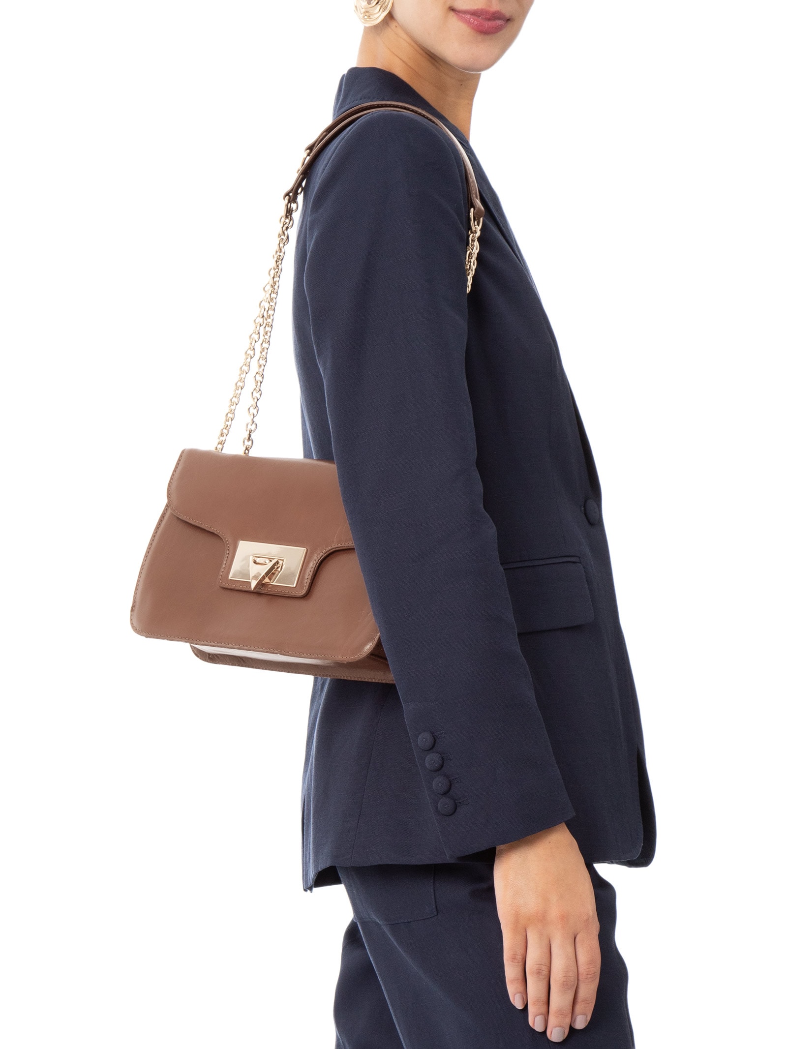 Bolsa Feminina de Ombro Trento Walnut Marrom Carrano