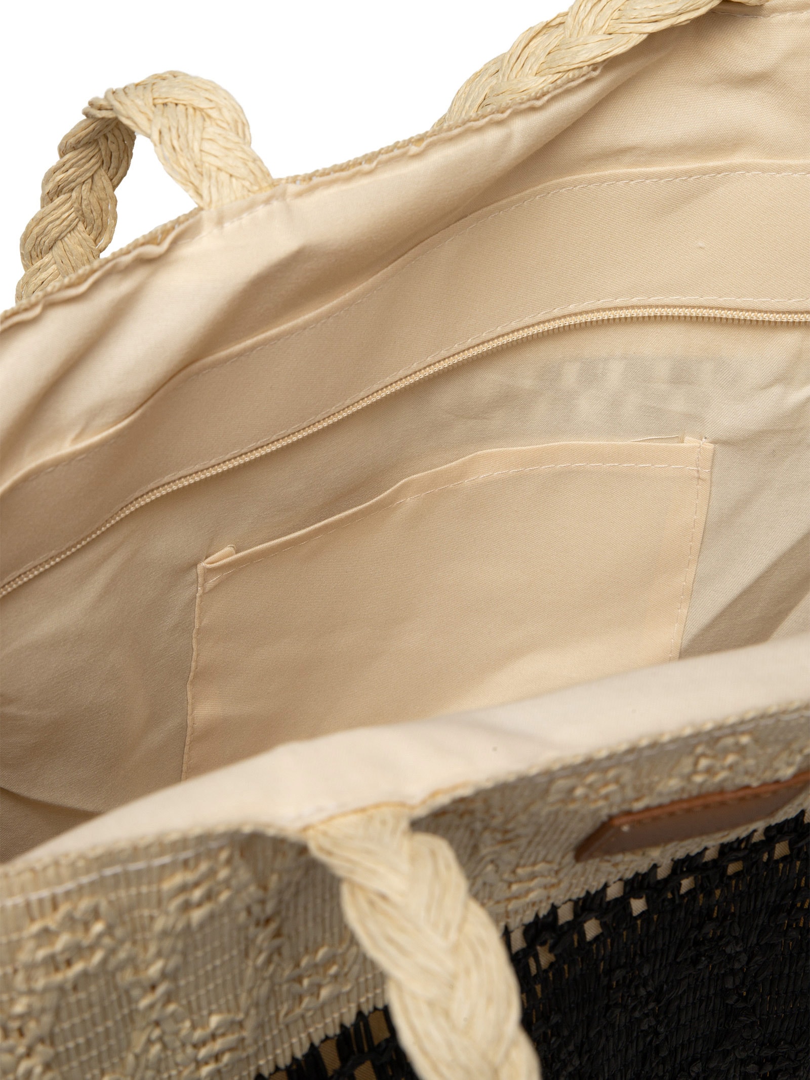 Bolsa Feminina De Palha Bicolor Bege Mktbeach