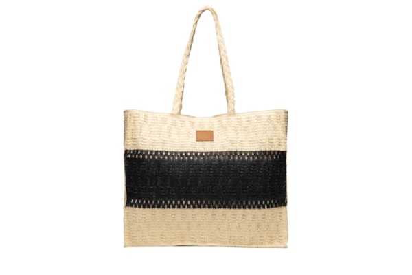 Bolsa Feminina De Palha Bicolor - Bege