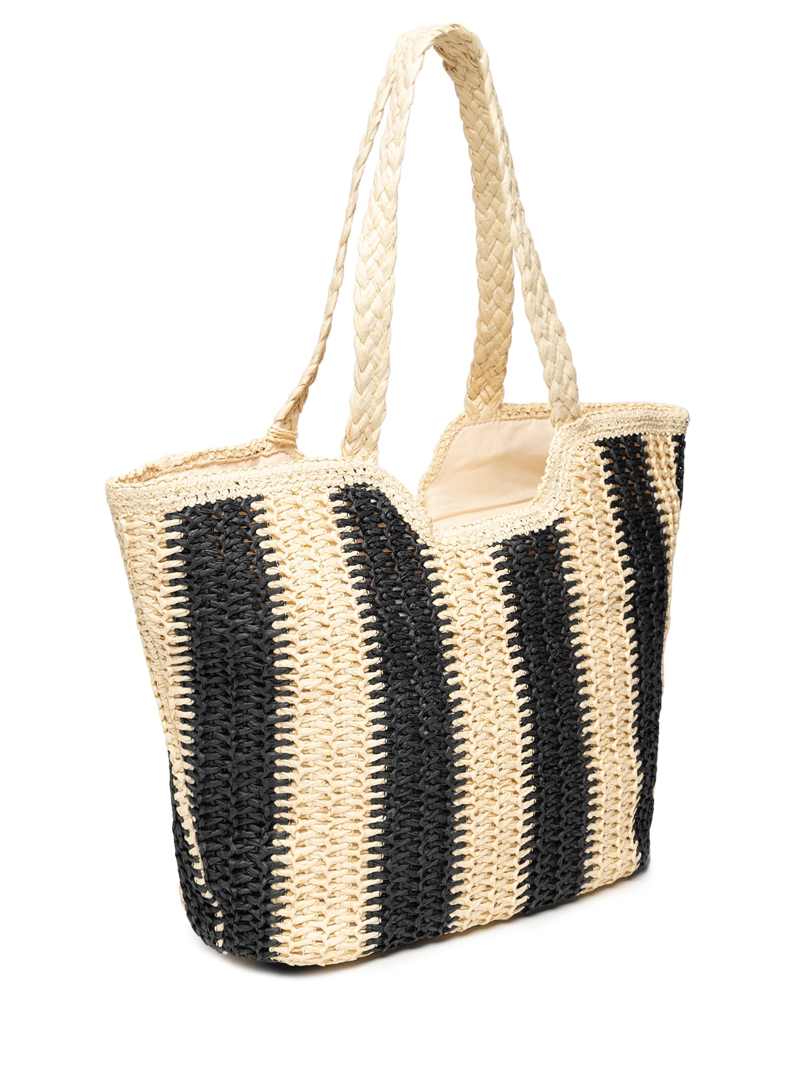 Bolsa Feminina De Palha Bicolor Bege Mktbeach