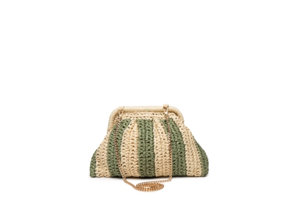 Bolsa Feminina De Palha Bicolor - Bege