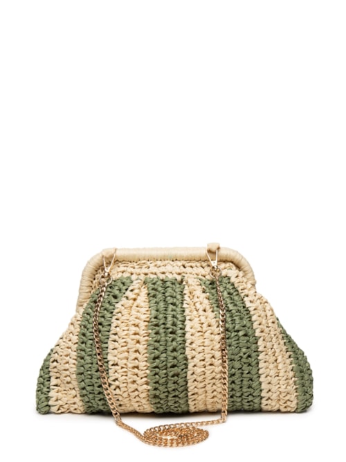 Bolsa Feminina De Palha Bicolor – Bege
