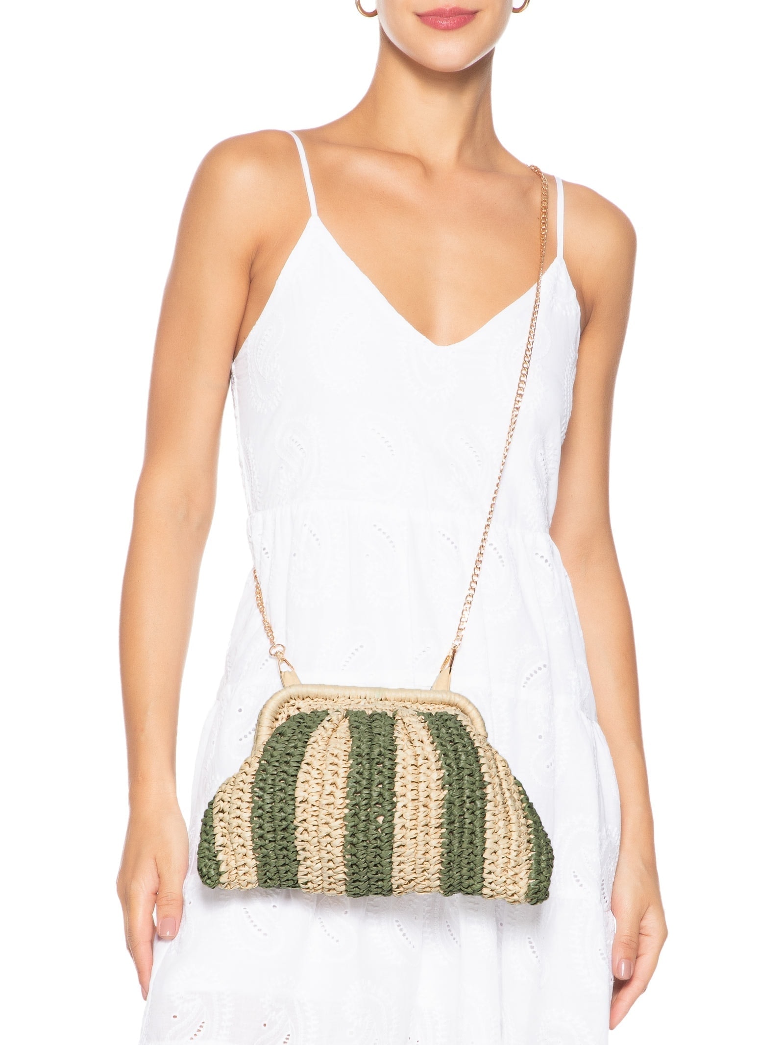 Bolsa Feminina De Palha Bicolor Bege Market 33