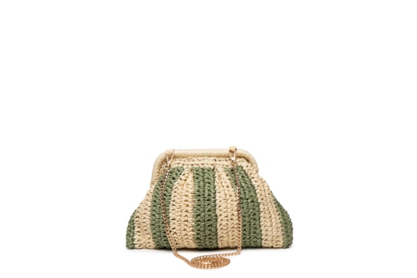 Bolsa Feminina De Palha Bicolor - Bege