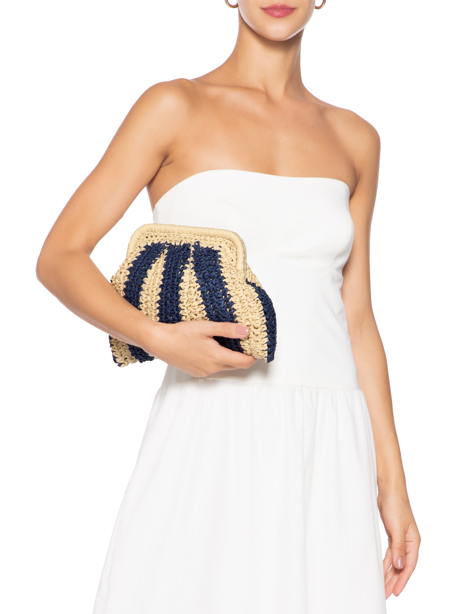 Bolsa Feminina De Palha Bicolor Bege Market 33