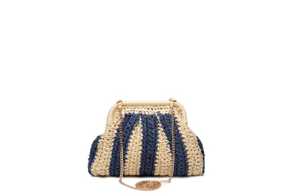 Bolsa Feminina De Palha Bicolor - Bege