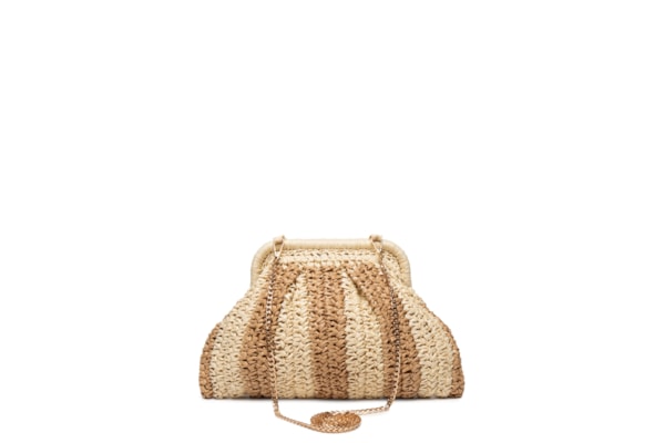 Bolsa Feminina De Palha Bicolor - Bege