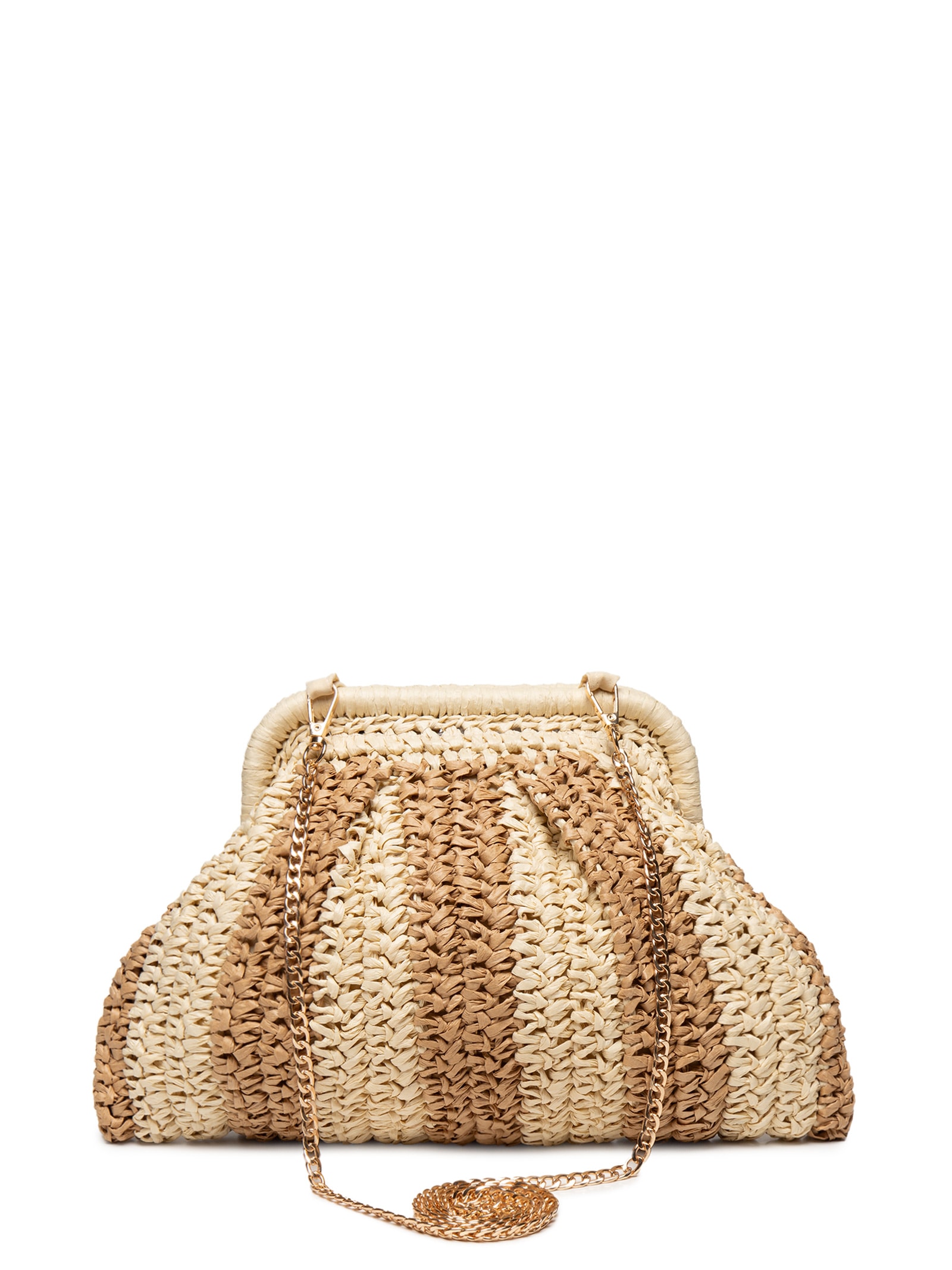 Bolsa Feminina De Palha Bicolor Bege Market 33