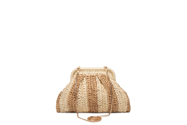 Bolsa Feminina De Palha Bicolor - Bege