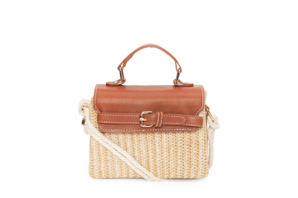 Bolsa Feminina de Palha com Alça de Corda - Bege