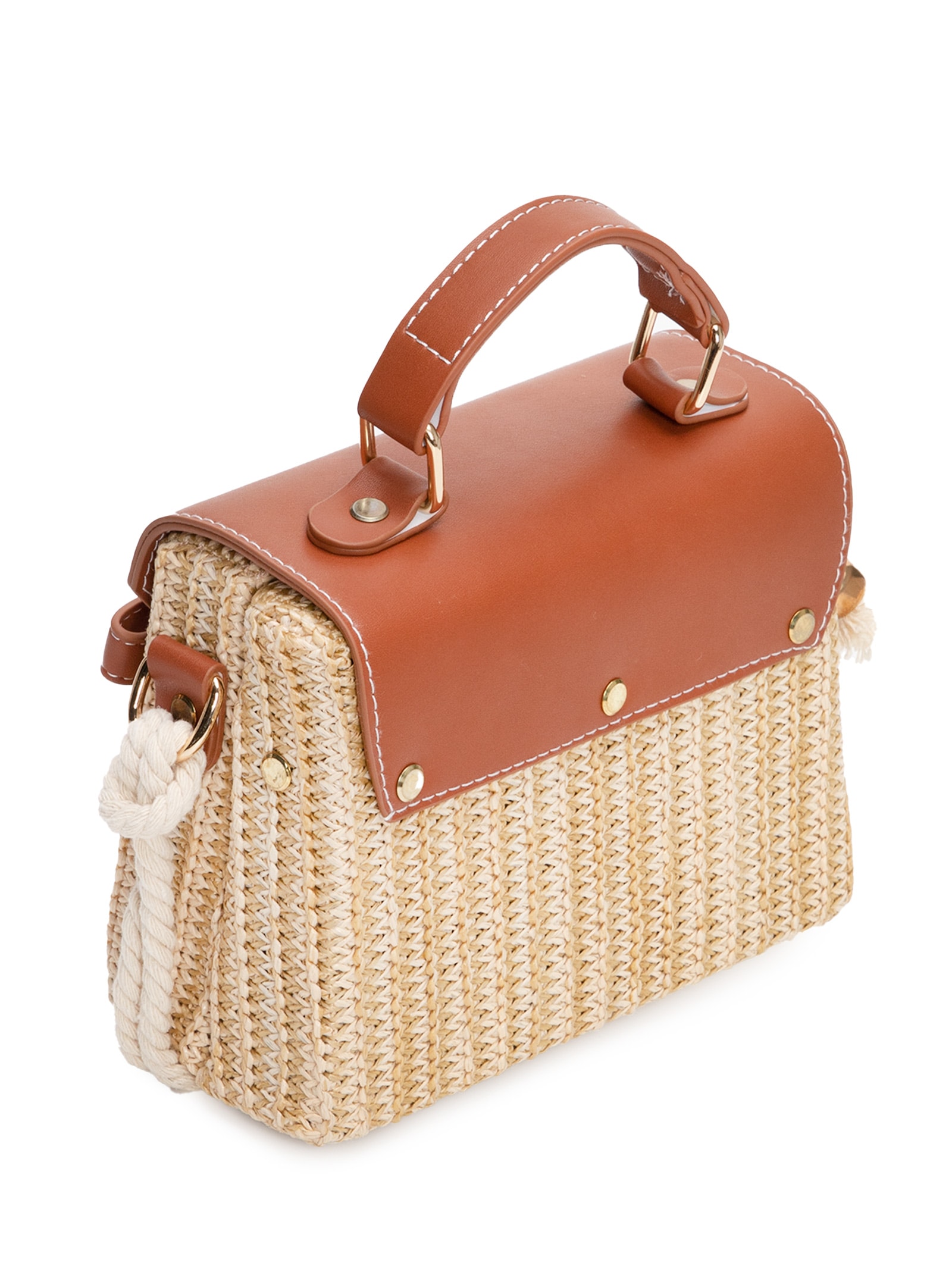 Bolsa Feminina de Palha com Alça de Corda Bege Market 33