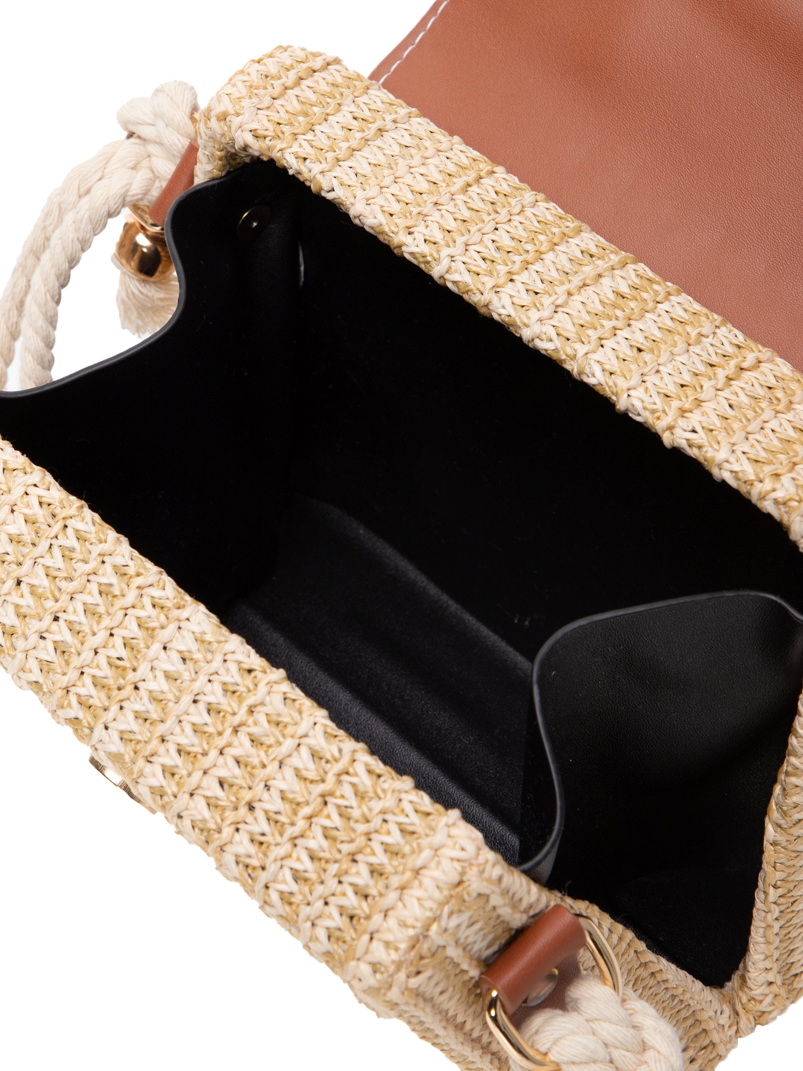 Bolsa Feminina de Palha com Alça de Corda Bege Market 33