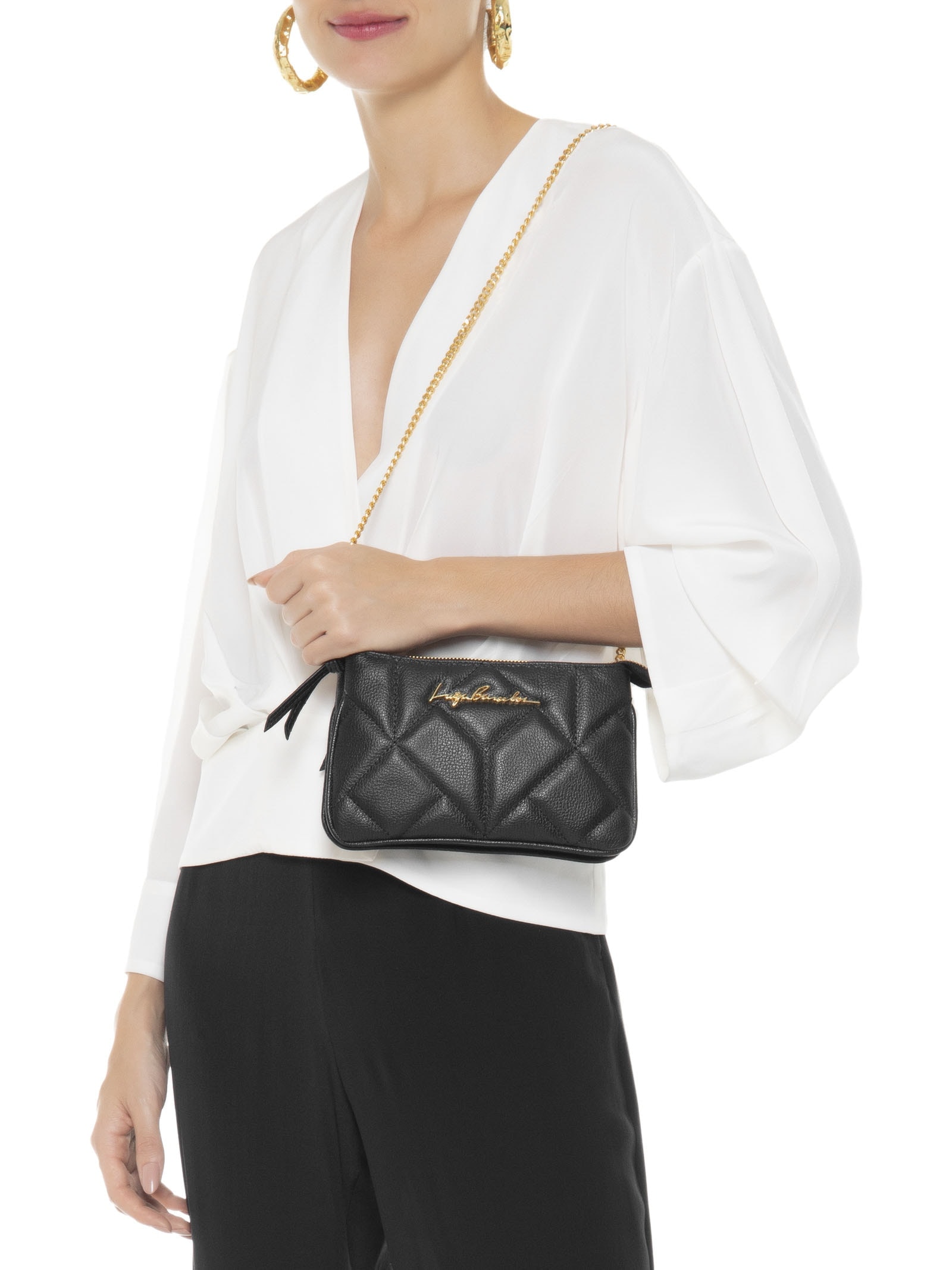 Bolsa Feminina Dupla Tira Corrente Preto Luiza Barcelos