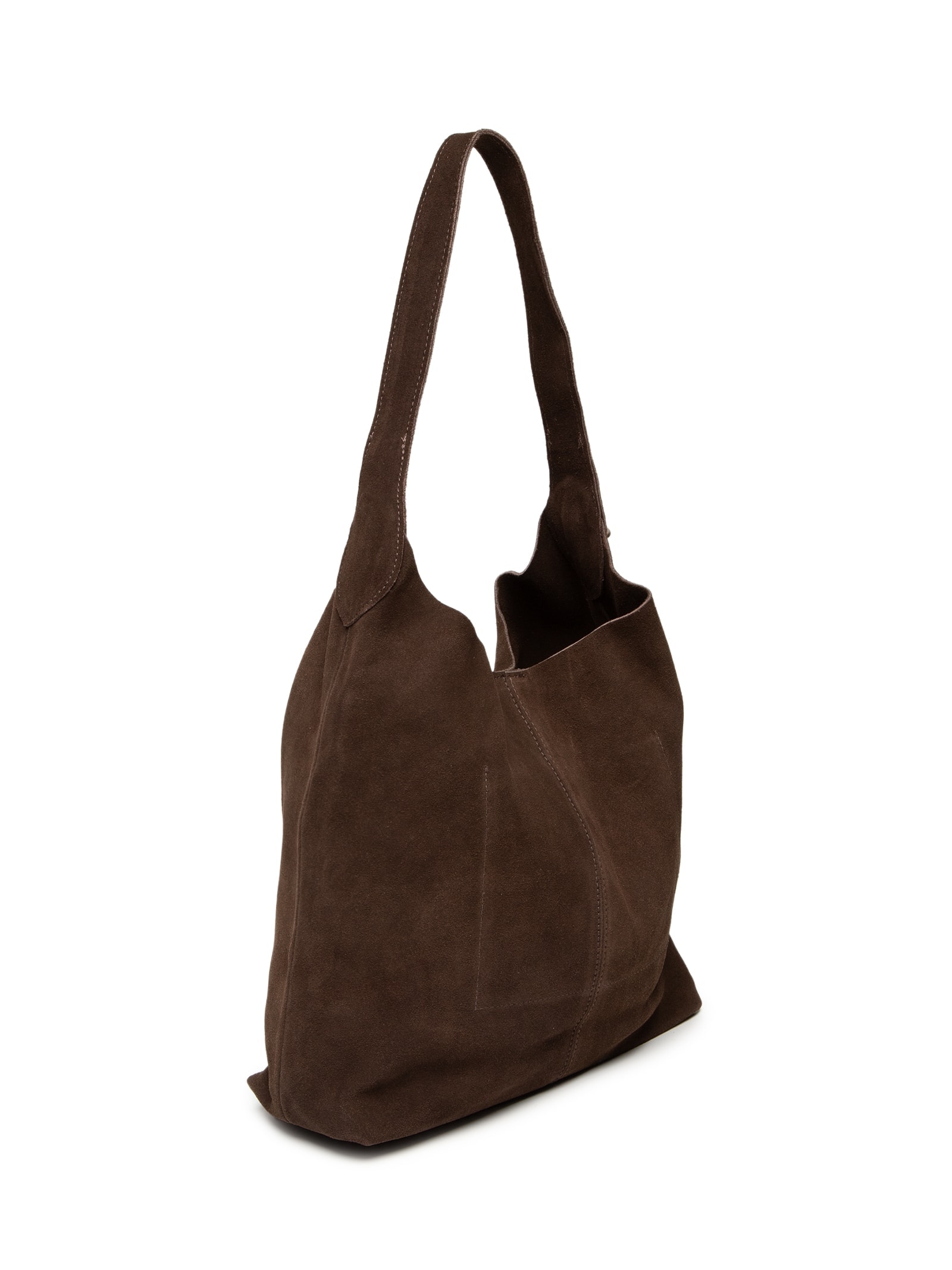 Bolsa Feminina Em Couro Camurça Marrom Market 33