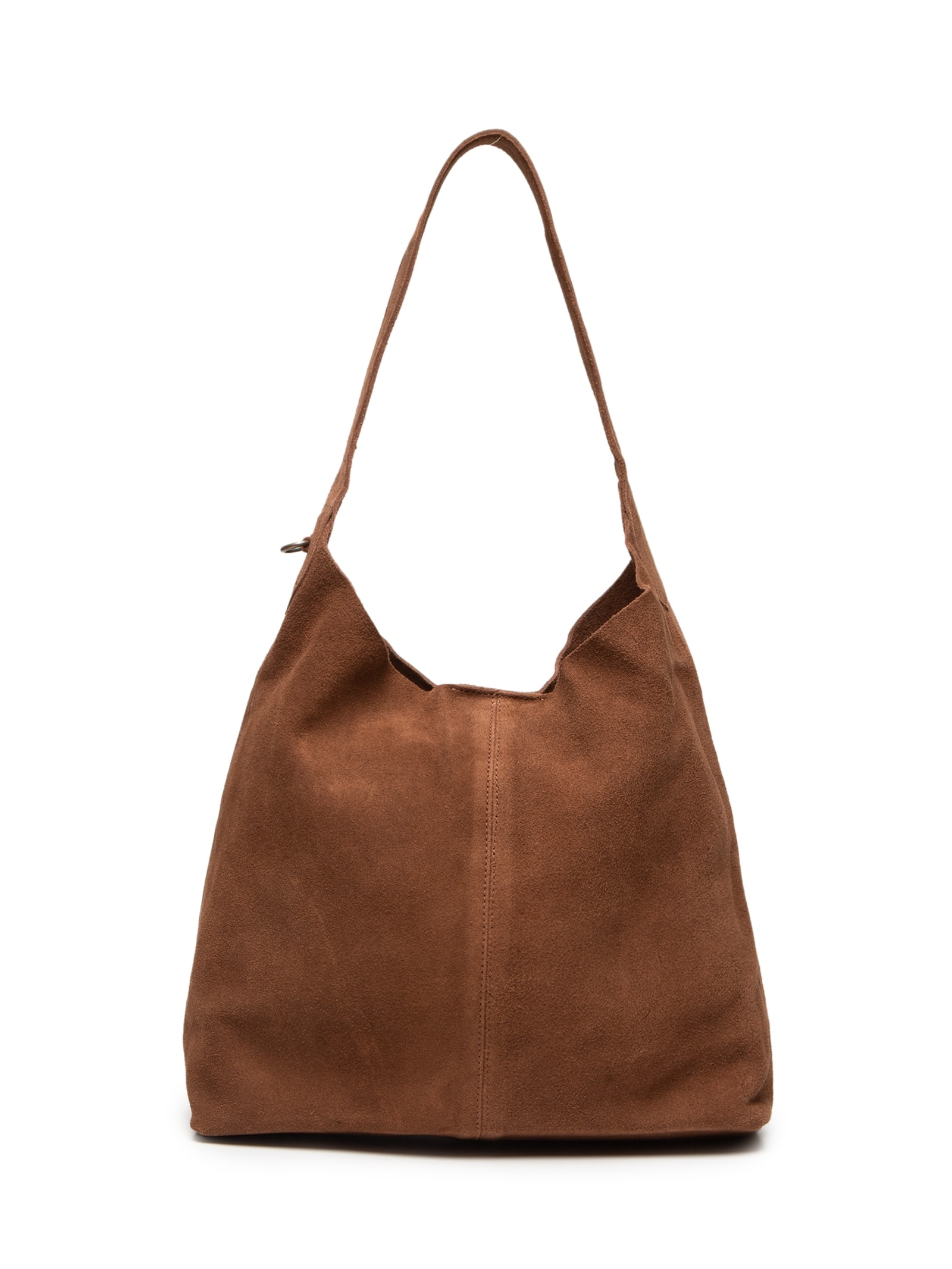 Bolsa Feminina Em Couro Camurça Marrom Market 33