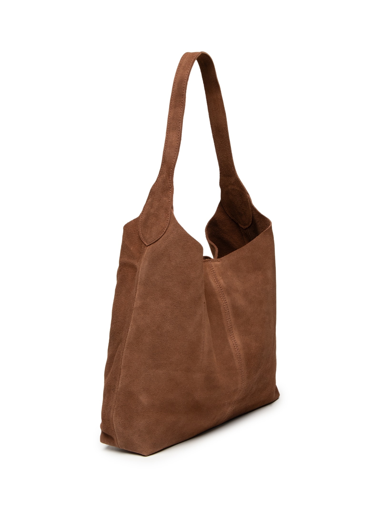 Bolsa Feminina Em Couro Camurça Marrom Market 33