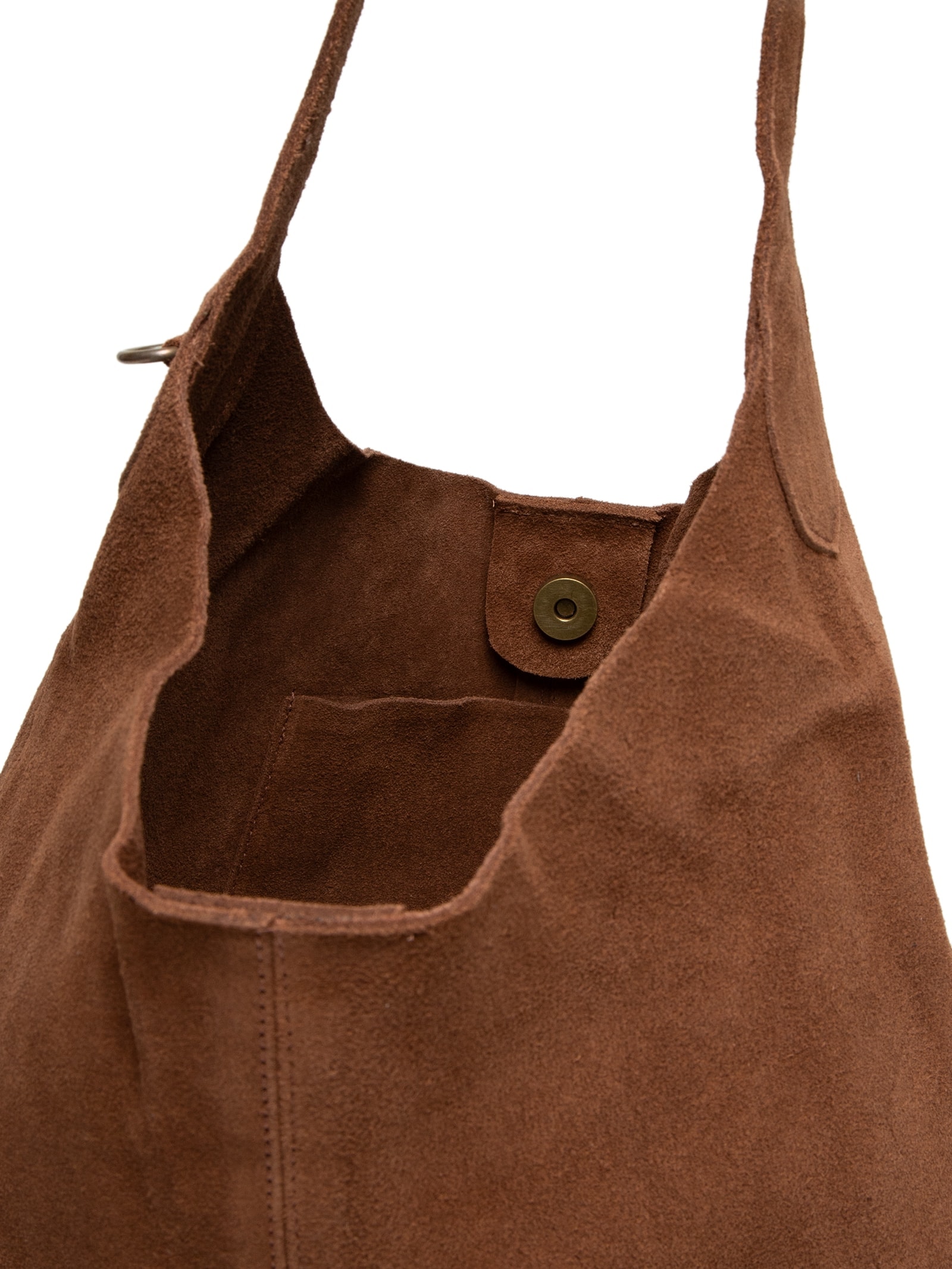 Bolsa Feminina Em Couro Camurça Marrom Market 33