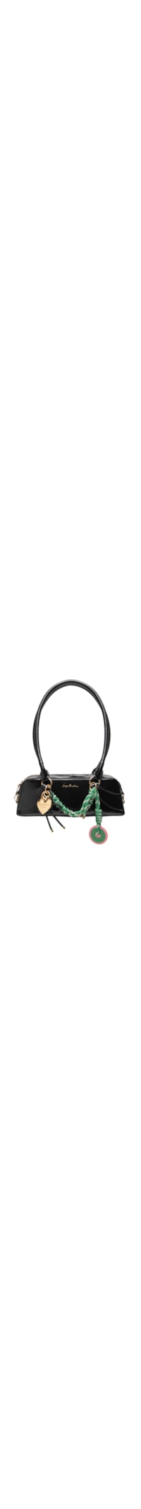 Bolsa Feminina Em Couro Com Charms - Preto
