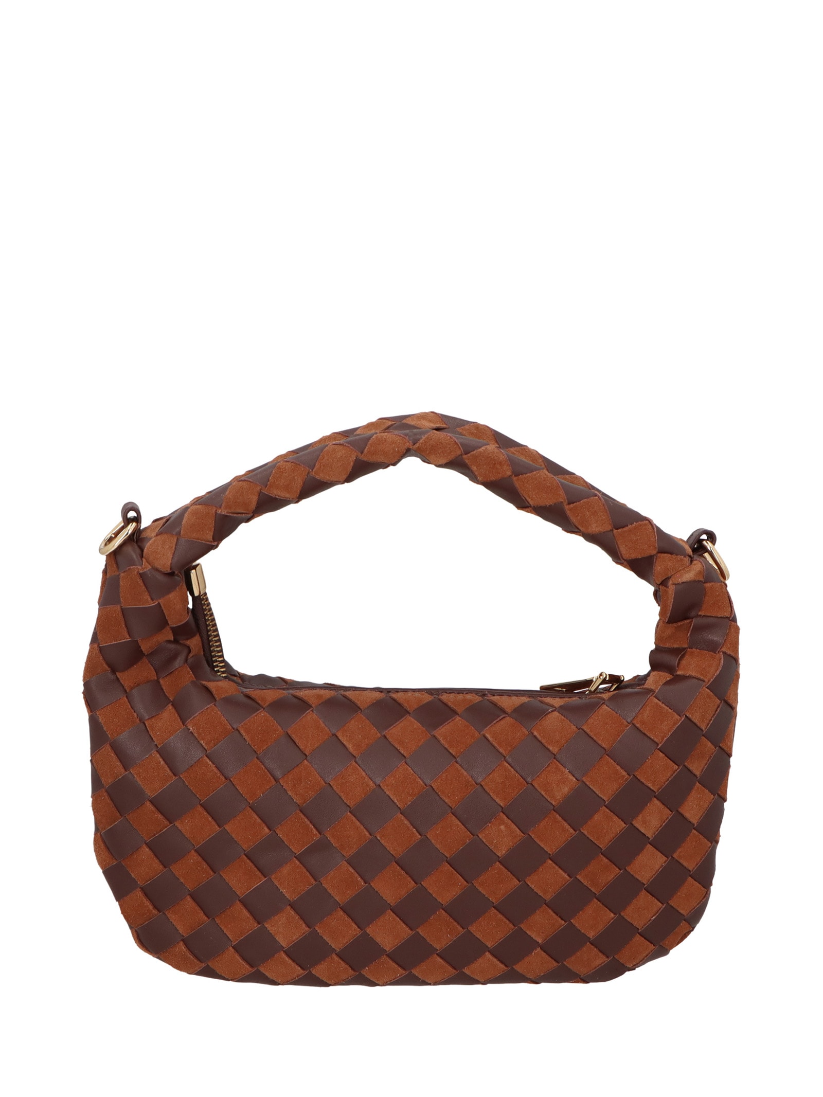 Bolsa Feminina Em Tressê De Camurça Média Marrom Luiza Barcelos