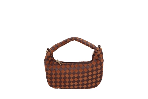 Bolsa Feminina Em Tressê De Camurça Média - Marrom
