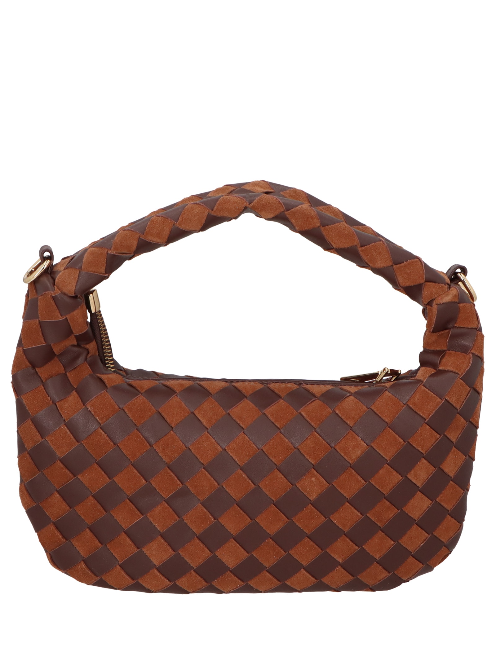 Bolsa Feminina Em Tressê De Camurça Média Marrom Luiza Barcelos