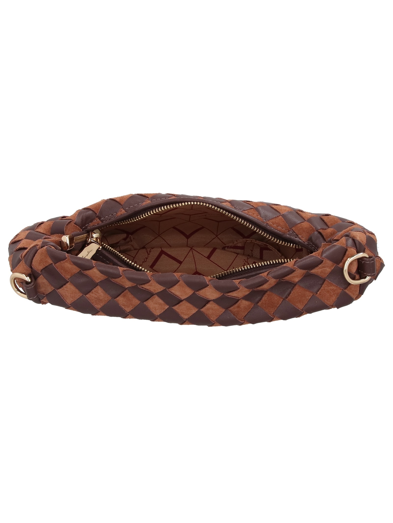 Bolsa Feminina Em Tressê De Camurça Média Marrom Luiza Barcelos
