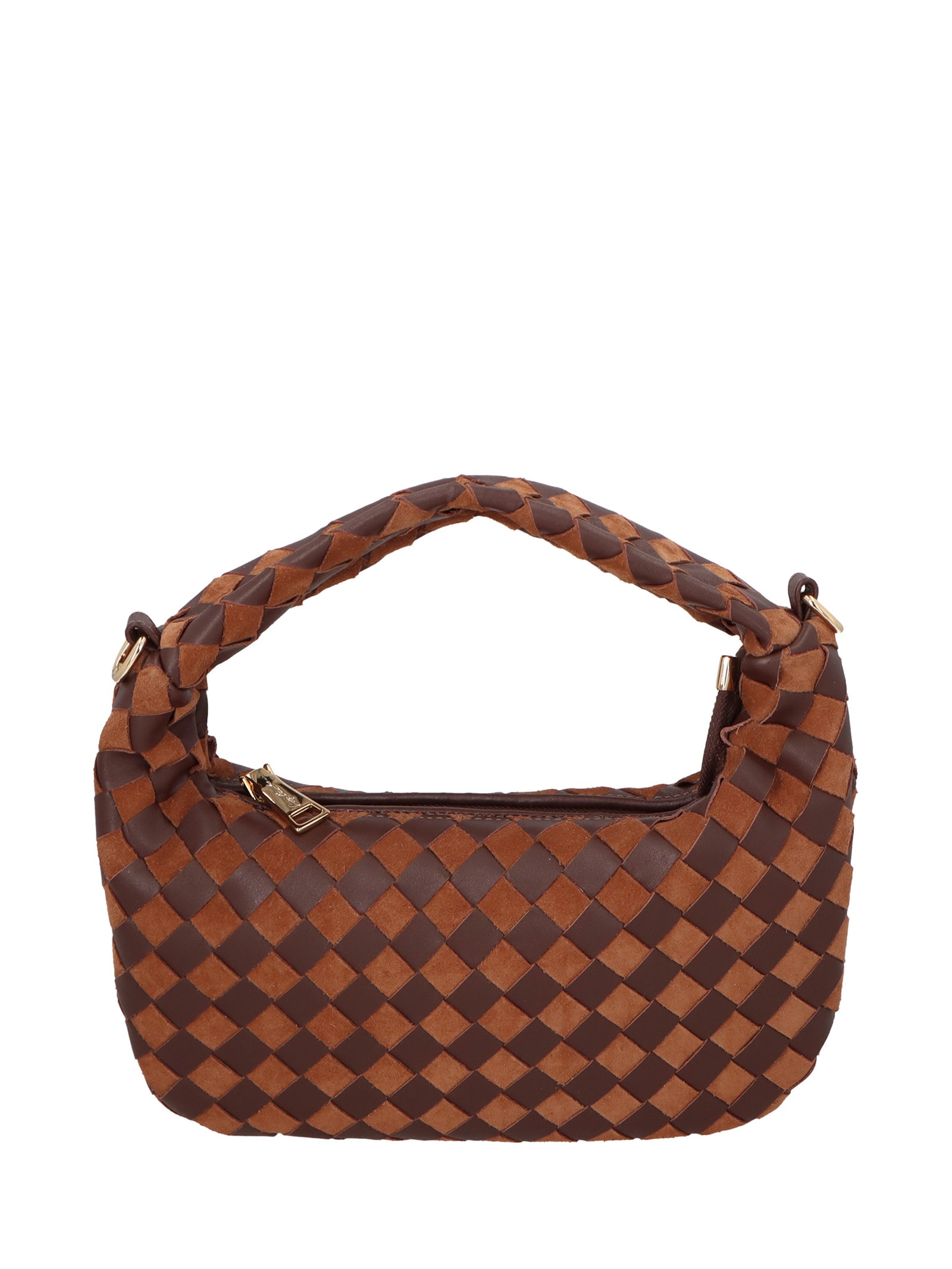 Bolsa Feminina Em Tressê De Camurça Média Marrom Luiza Barcelos