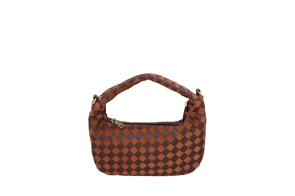 Bolsa Feminina Em Tressê De Camurça Média - Marrom