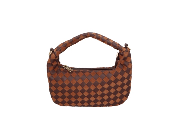 Bolsa Feminina Em Tressê De Camurça Média - Marrom