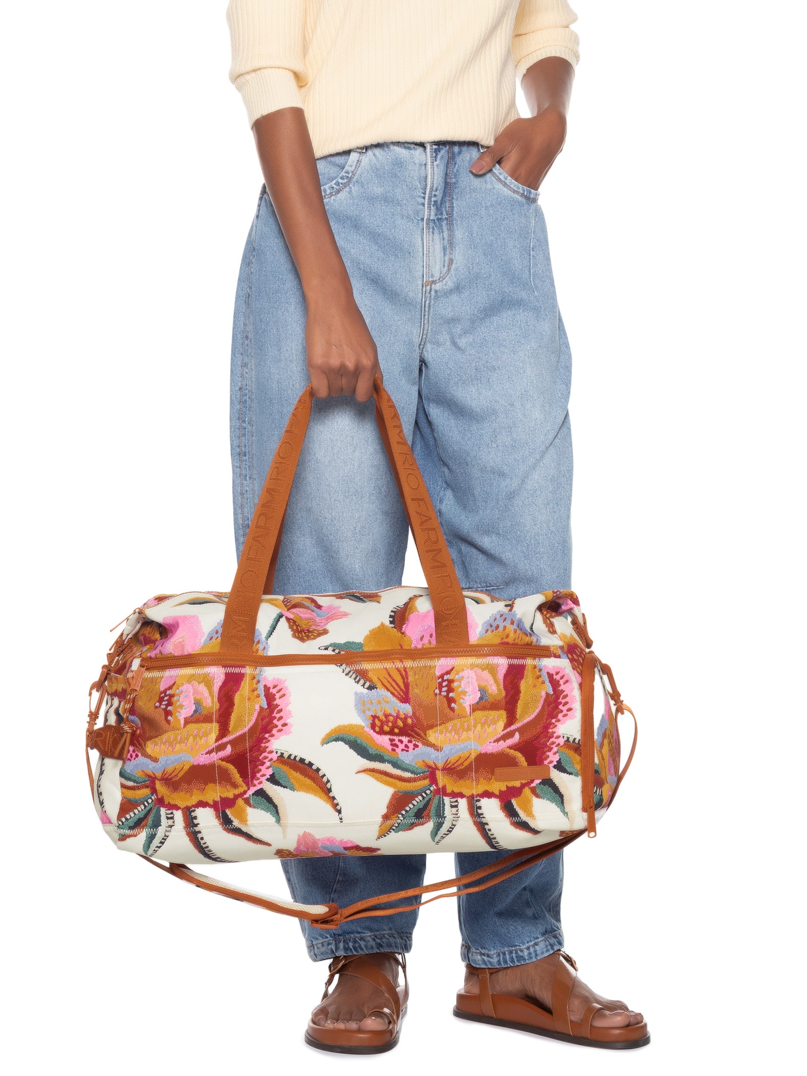 Bolsa Feminina Findi Floral Lucia Off White Farm Etc
