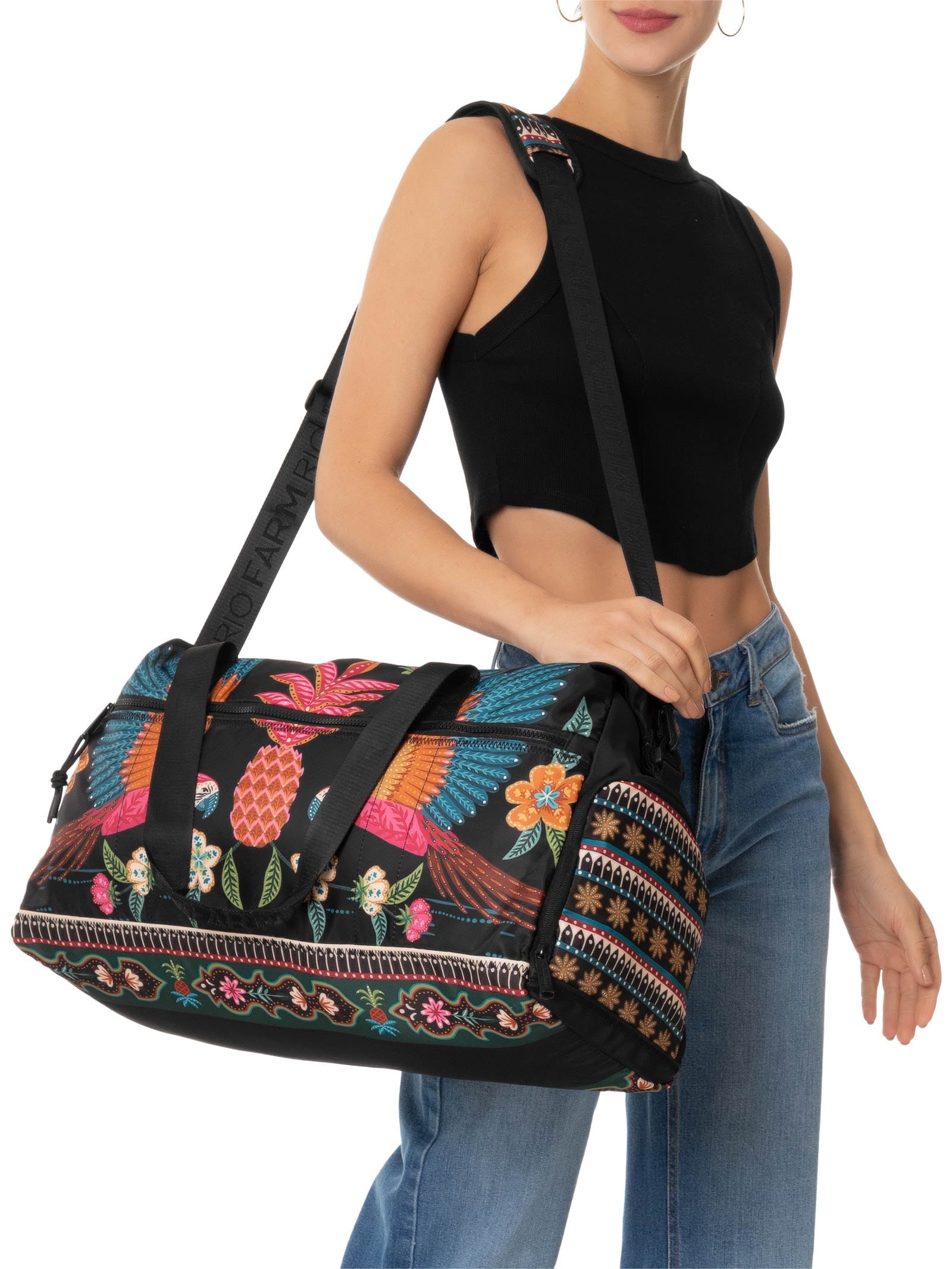 Bolsa Feminina Findi Samba Das Araras Preto Farm Etc