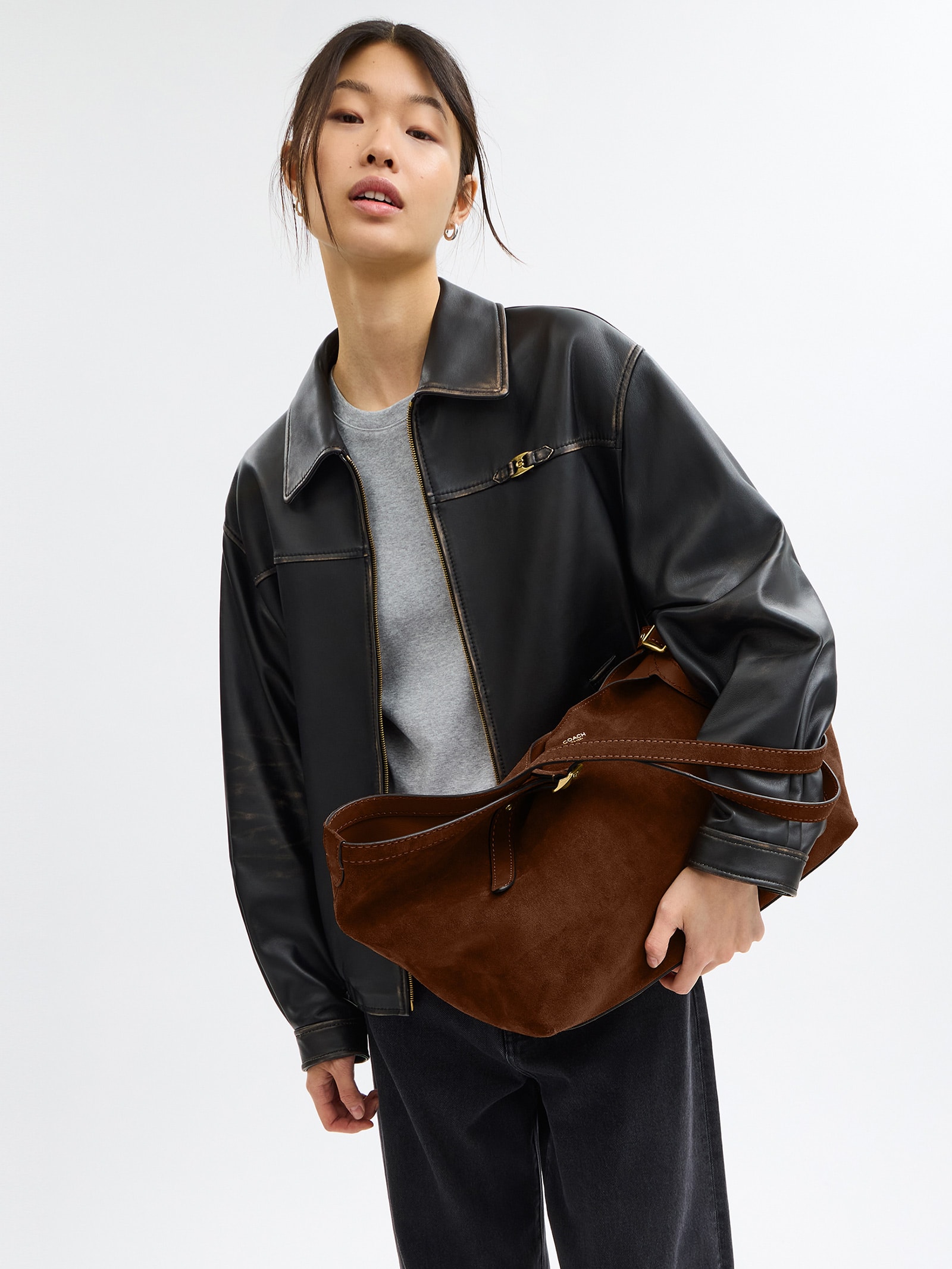 Bolsa Feminina Gramercy Tote Suede Warm Marrom Coach