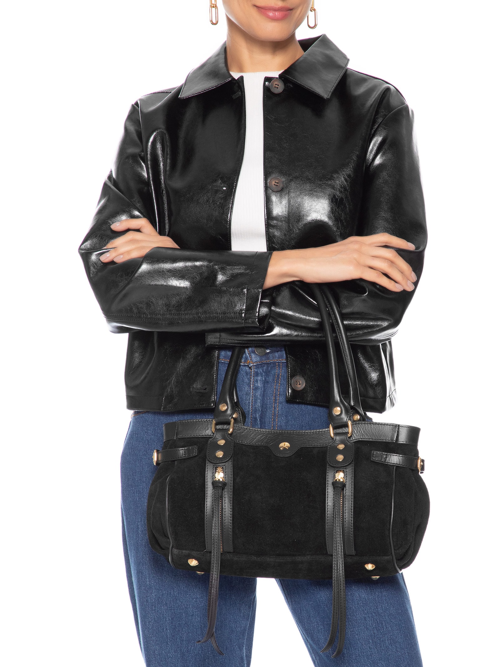 Bolsa Feminina Grande Baguete – Preto Luiza Barcelos