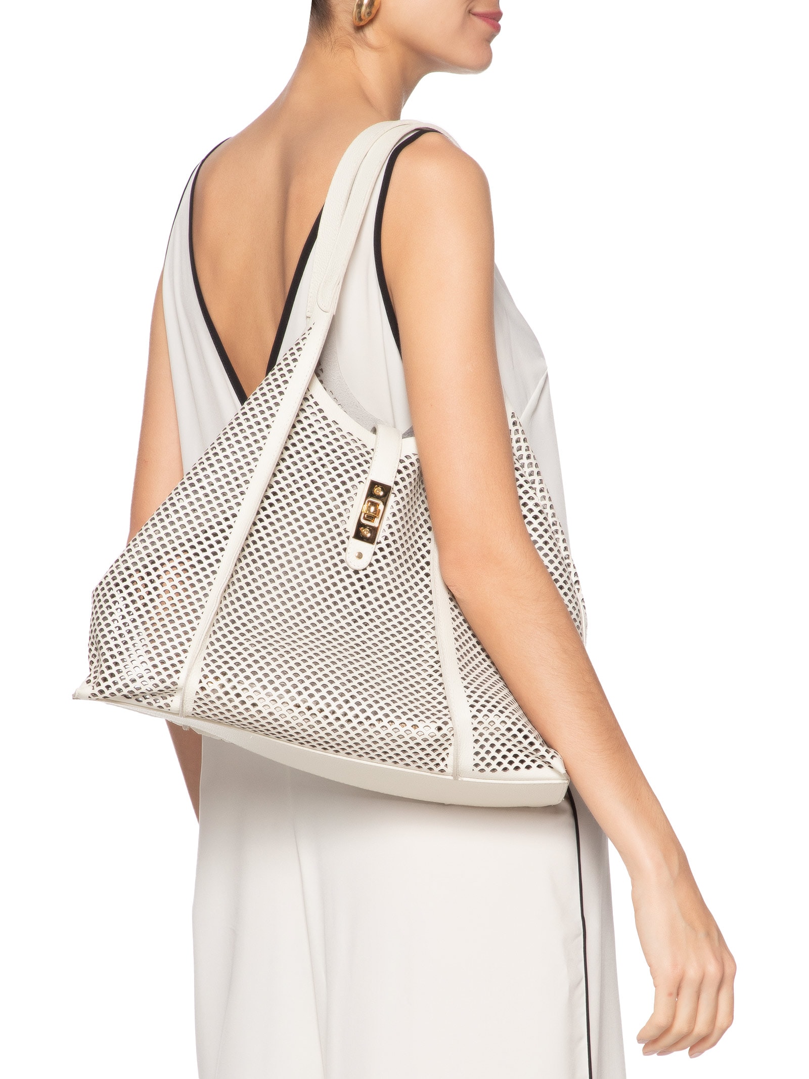 Bolsa Feminina Grande Box Leather Branco Luiza Barcelos