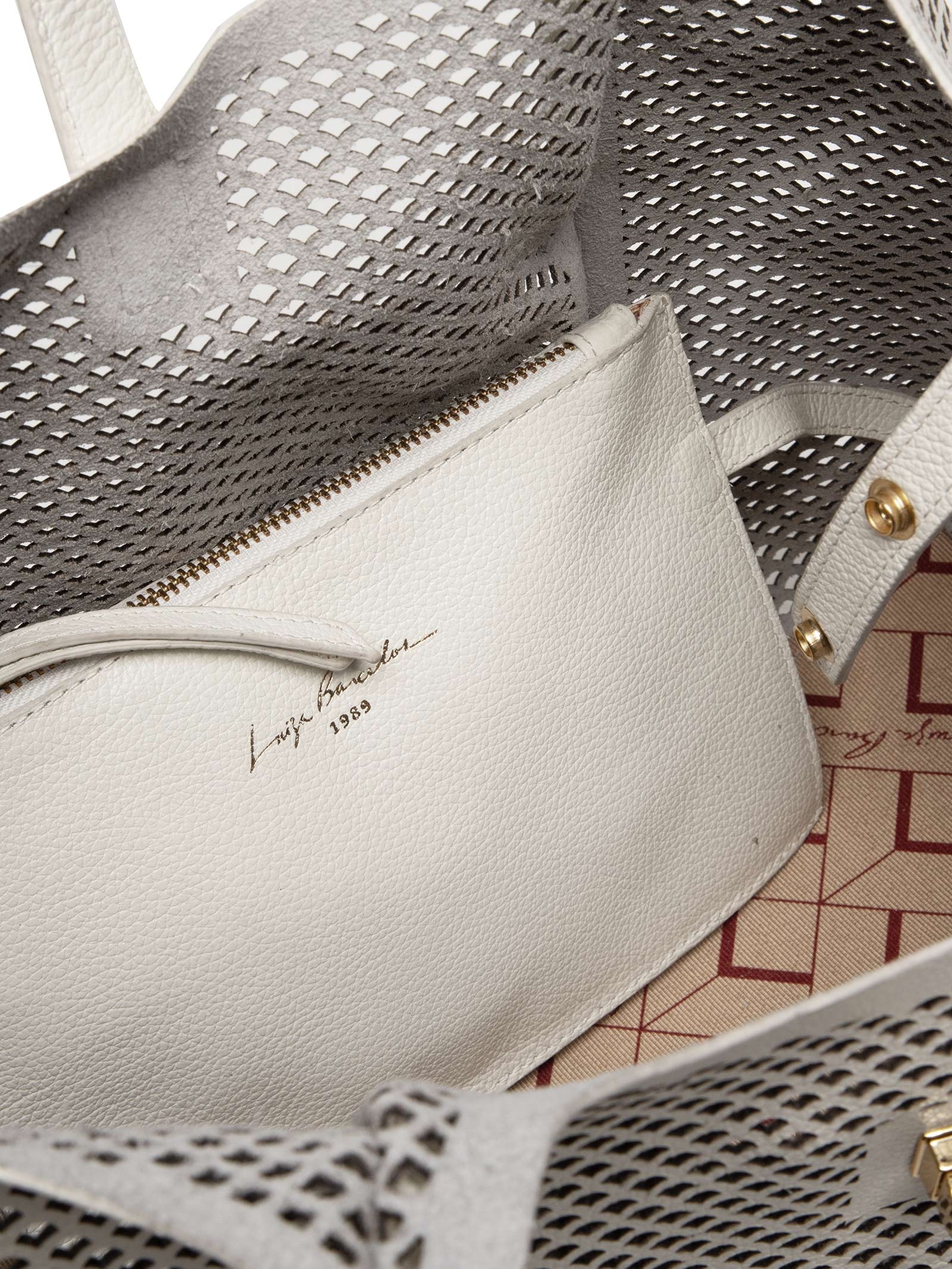 Bolsa Feminina Grande Box Leather Branco Luiza Barcelos