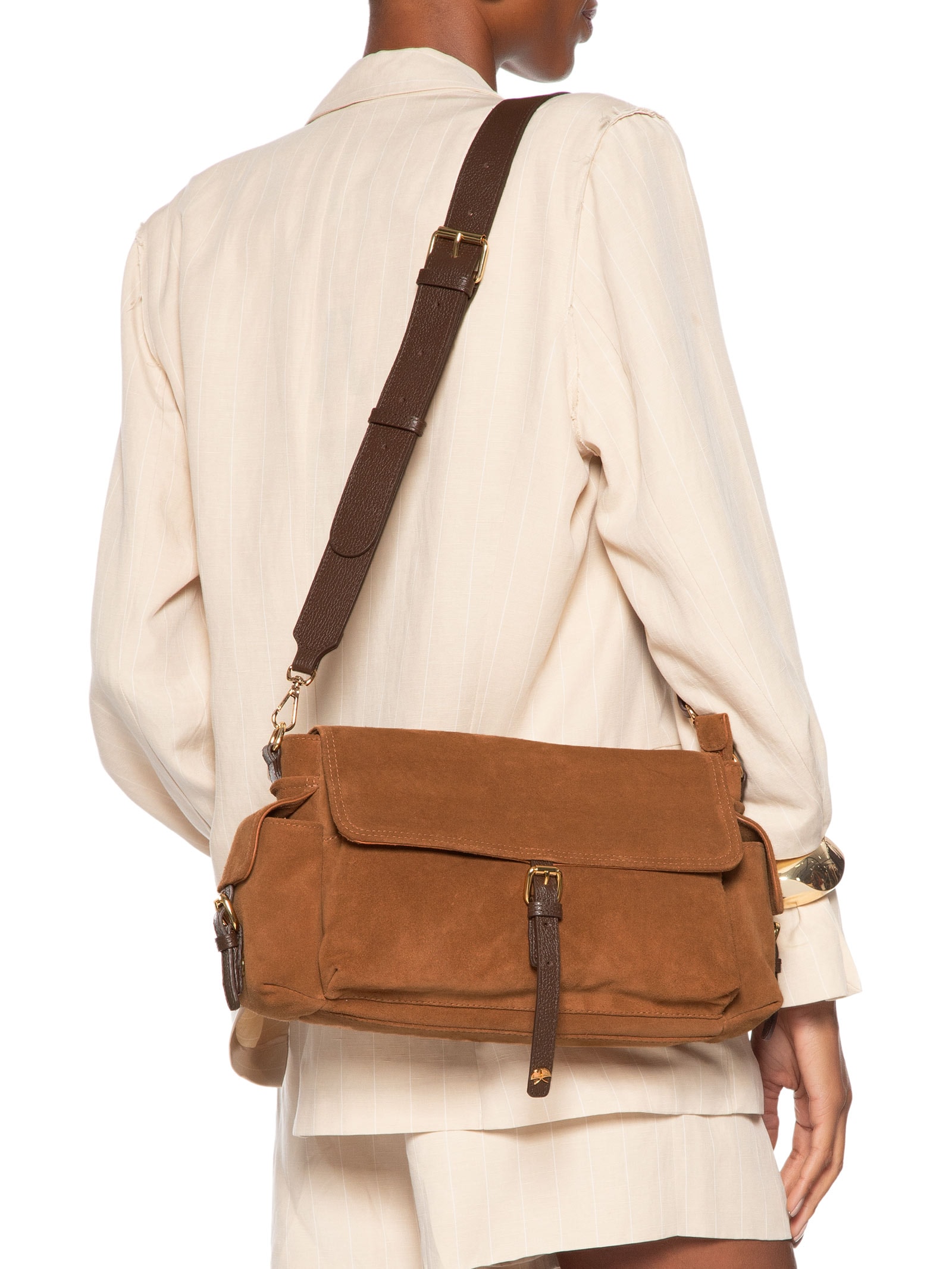 Bolsa Feminina Grande Camurça Viena Marrom Luiza Barcelos