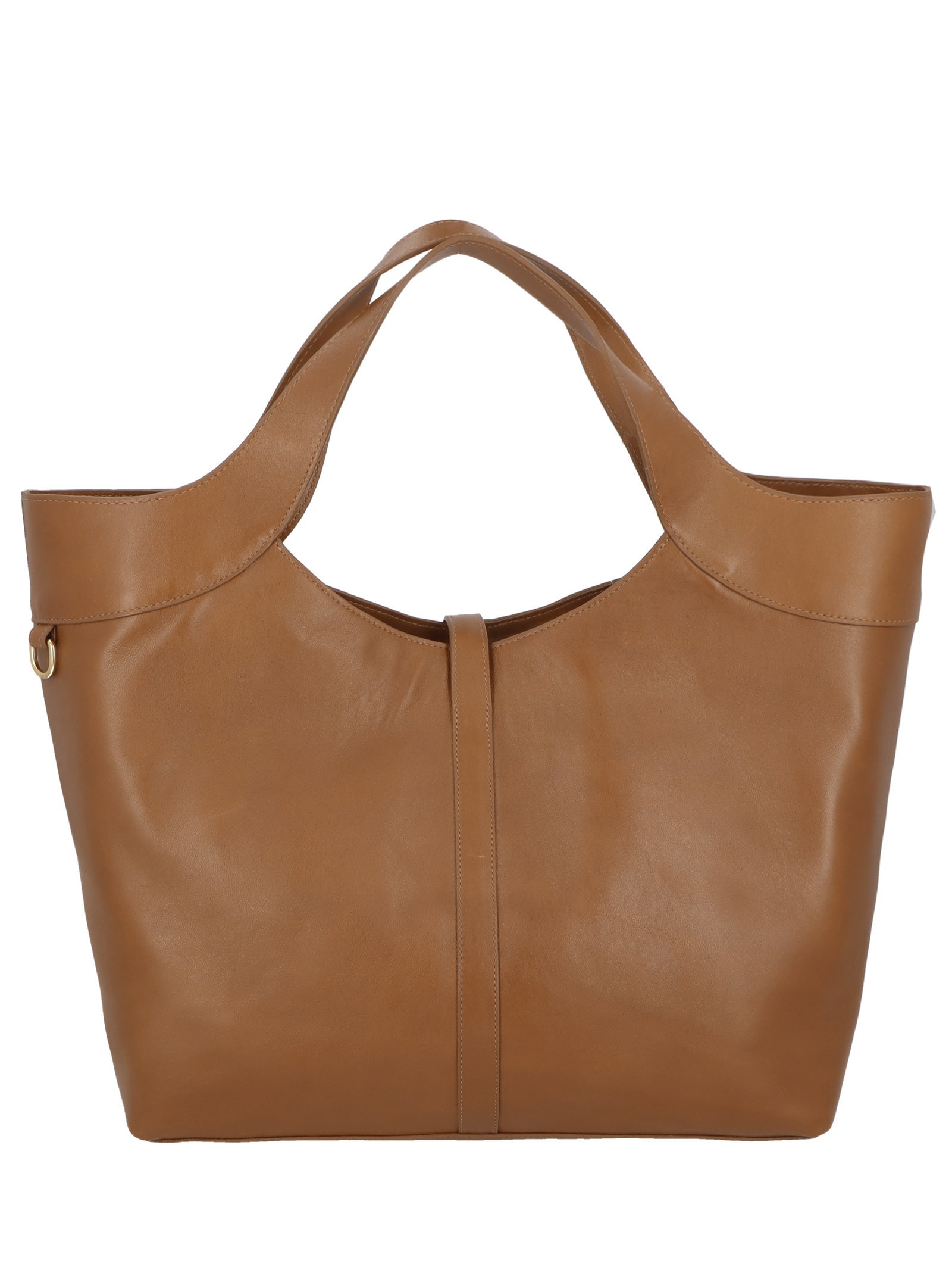 Bolsa Feminina Grande com Fecho Dourado Marrom Luiza Barcelos