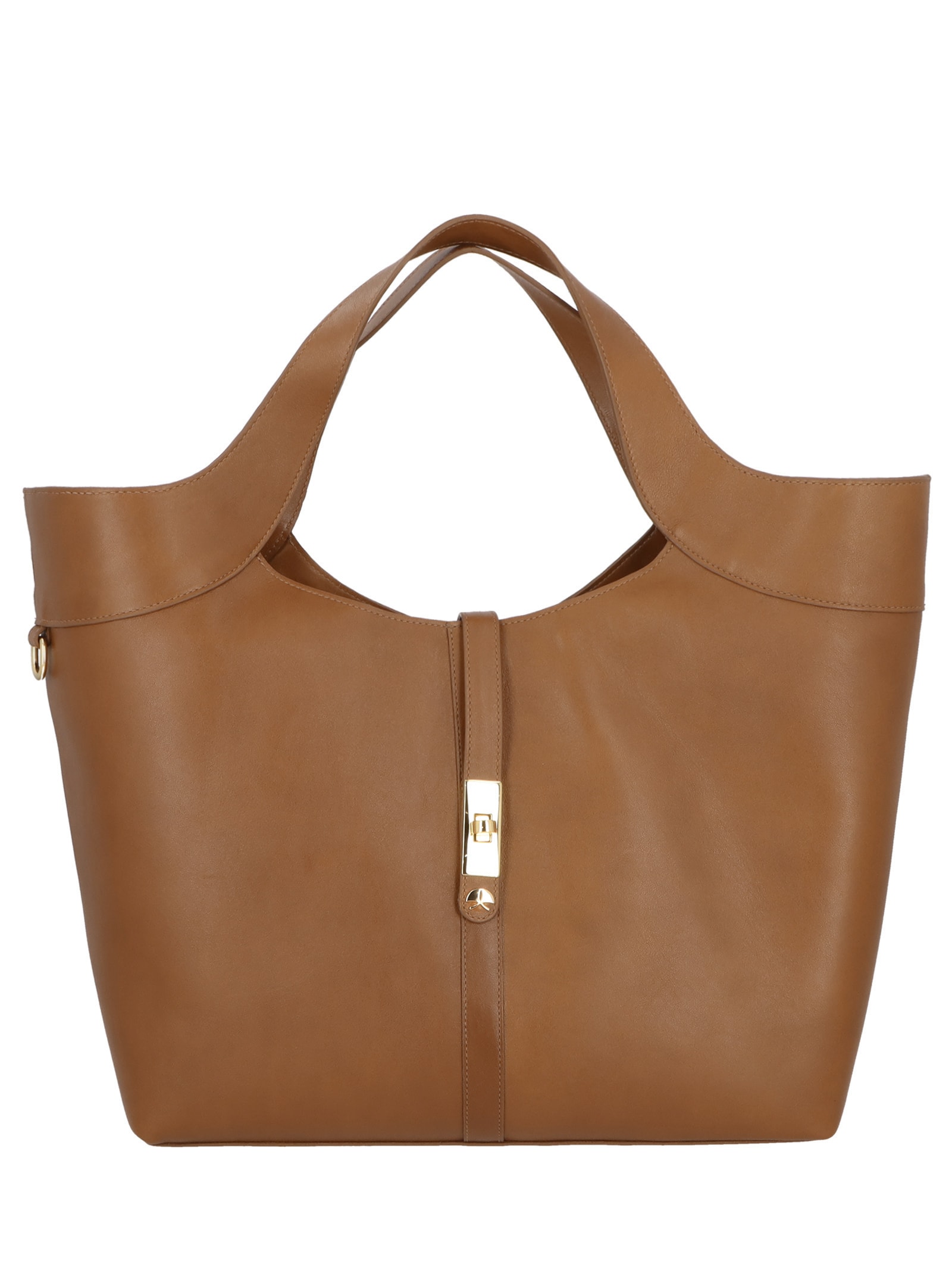 Bolsa Feminina Grande com Fecho Dourado Marrom Luiza Barcelos