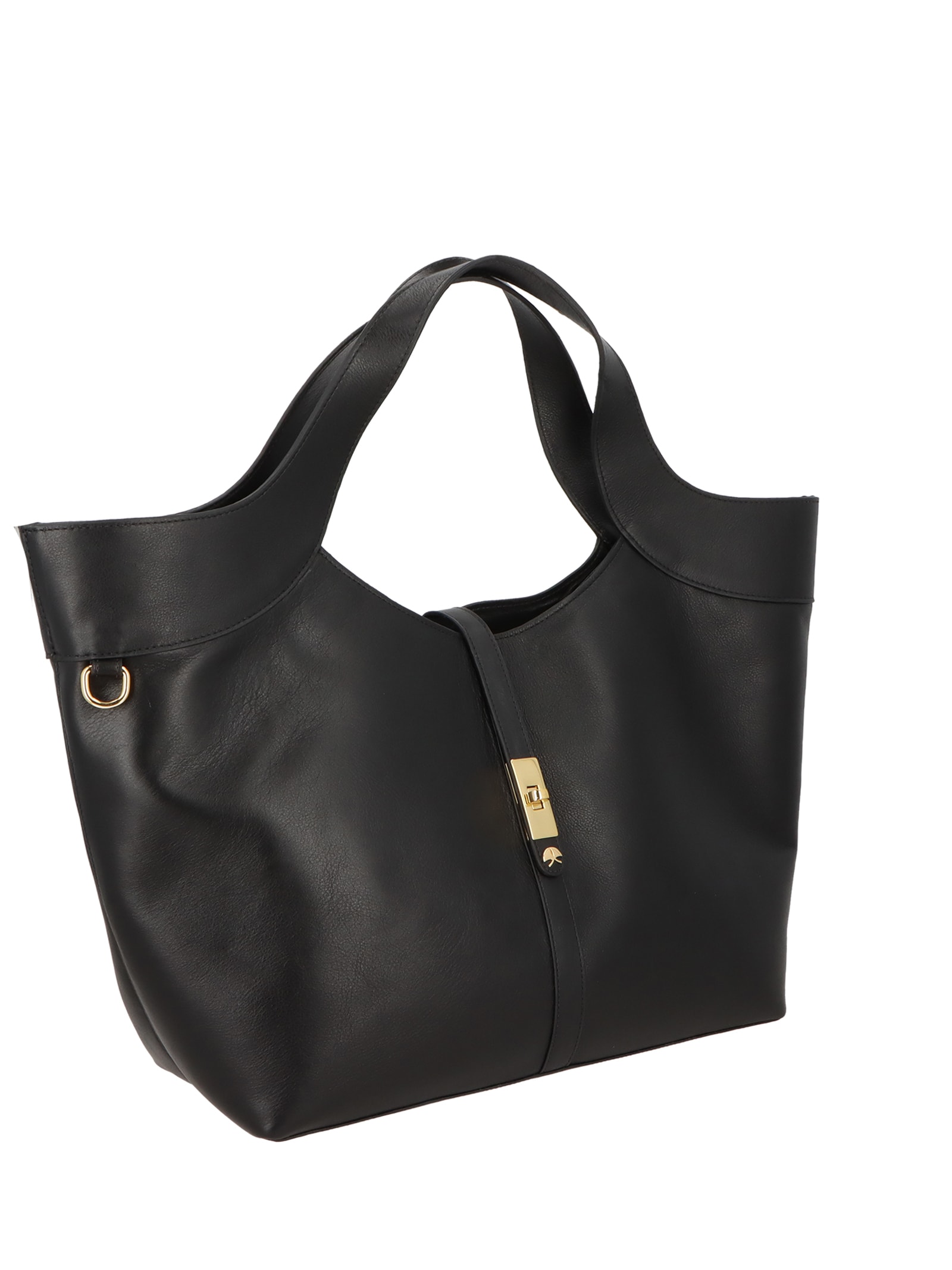 Bolsa Feminina Grande com Fecho Dourado Preto Luiza Barcelos